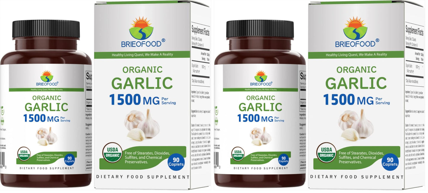 Brieofood Organic Garlic 1500mg Tablets 180