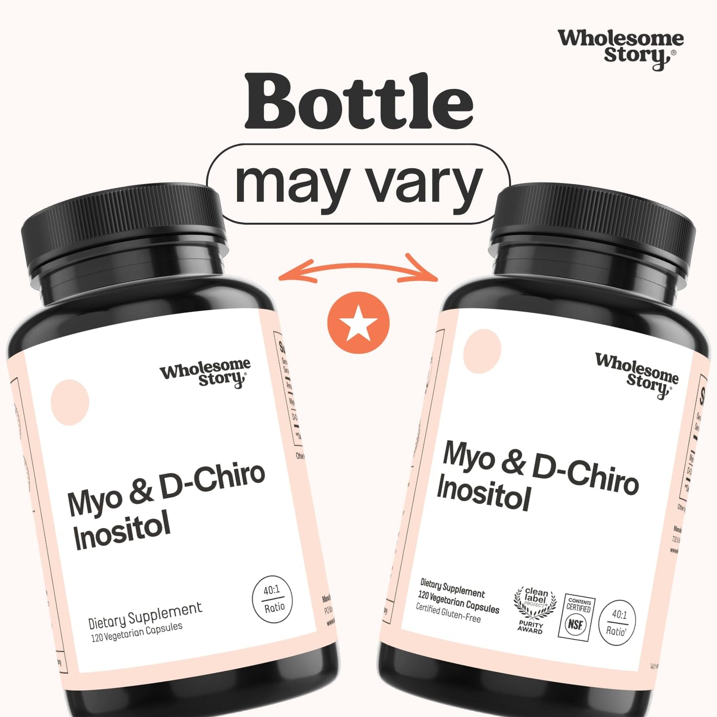 Wholesome Story Myo-Inositol & D-Chiro Inositol Supplement for Women with Ideal 40:1 Ratio, Capsule, 120 Count