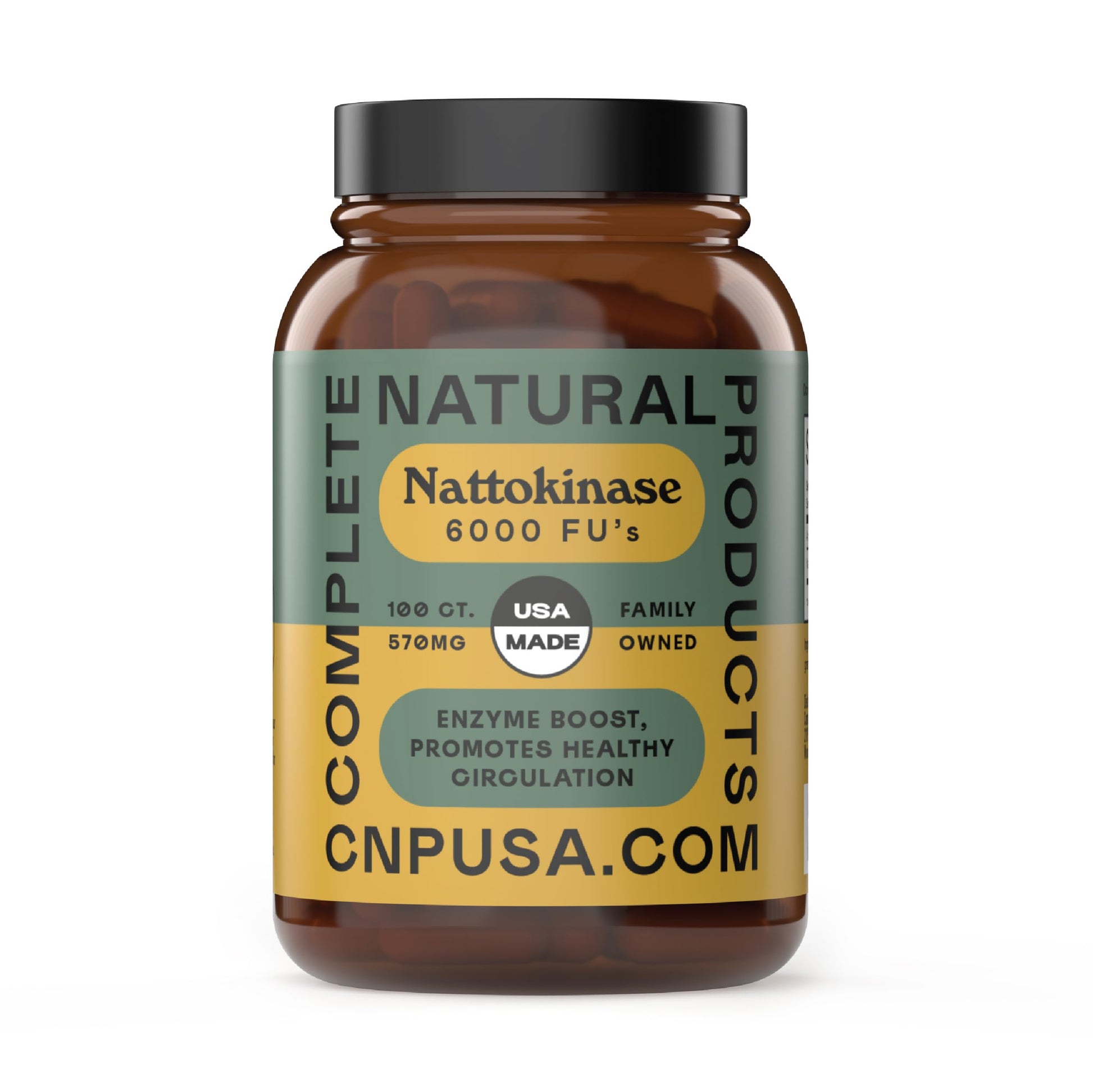 Complete Natural Products Nattokinase 570mg Capsules - 6000FU Natto Enzyme Supplement, 100 Count