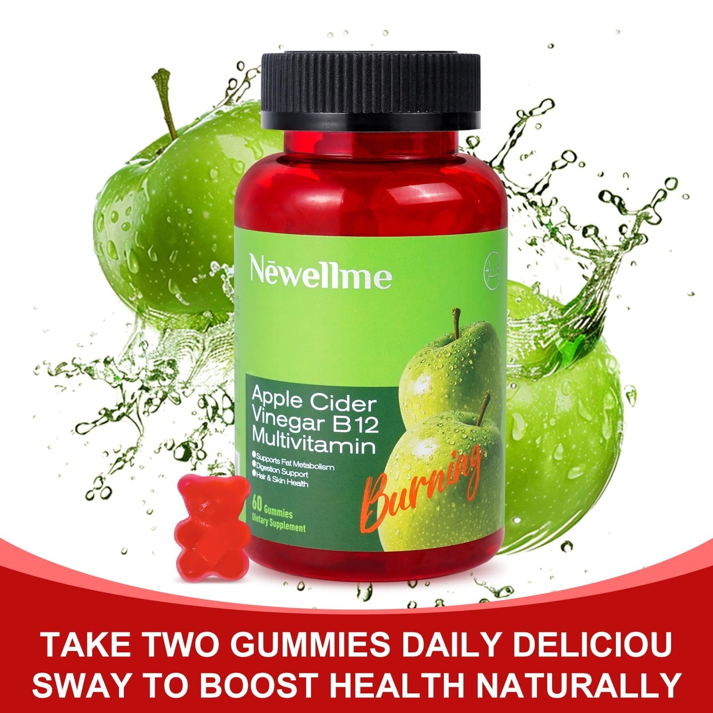 Montue Apple Cider Vinegar B12 Multivitamin Gummies 30 Count
