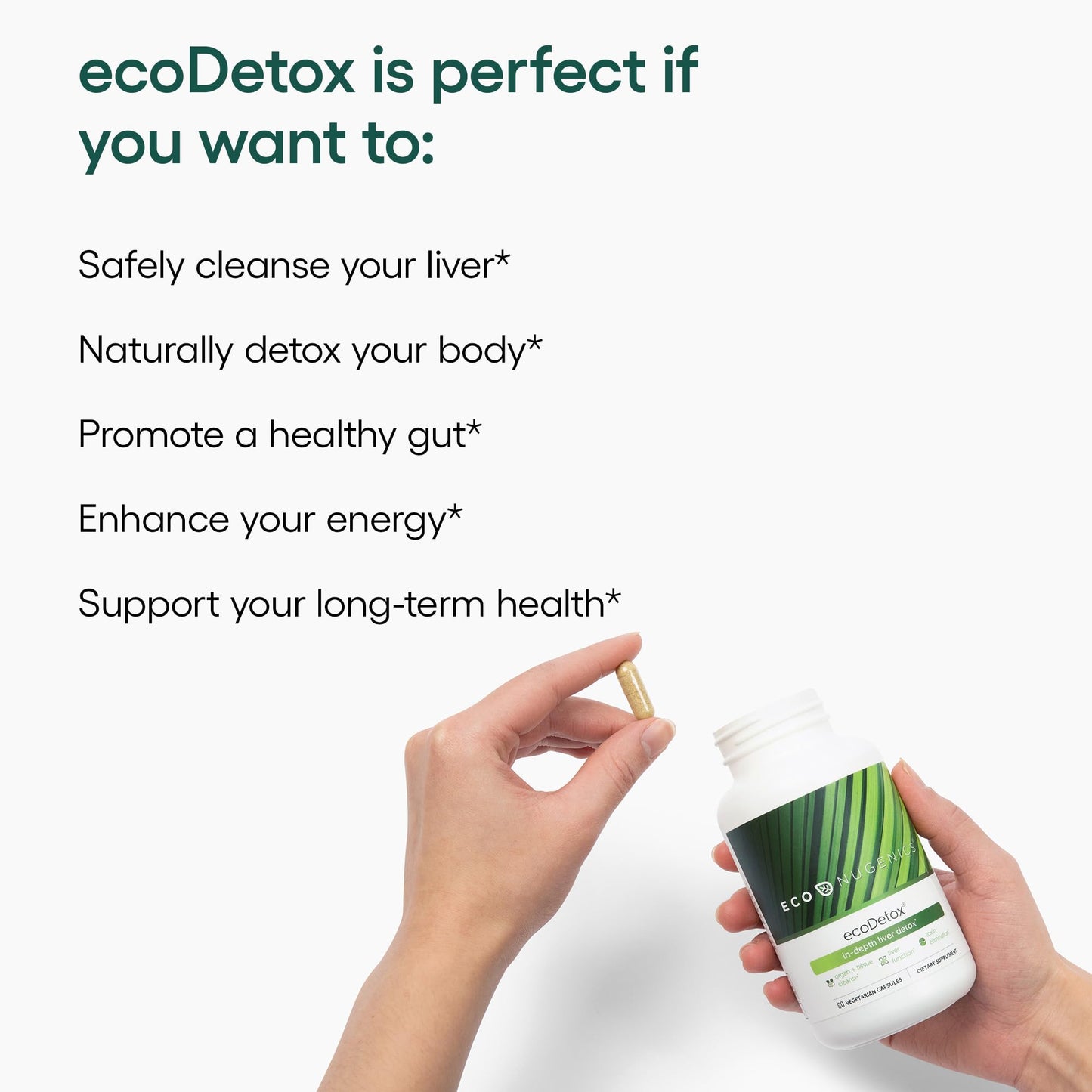 EcoNugenics ecoDetox Supplement for Liver Detox & Total Body Cleanse Capsule, 90 Capsules