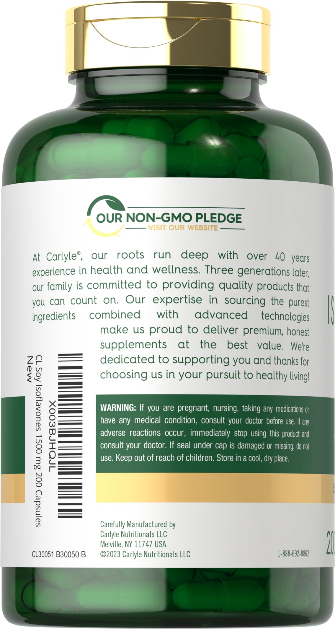Carlyle Soy Isoflavones for Women and Men Capsules 200 Count