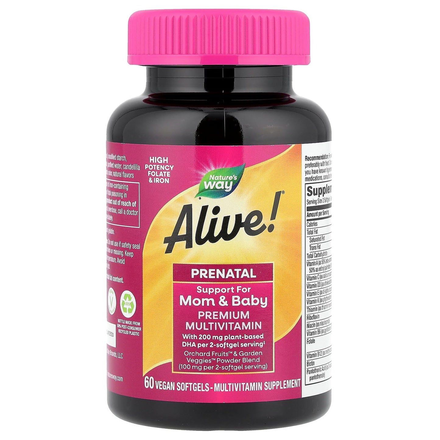 Nature's Way Alive! Complete Premium Prenatal Multivitamins for Women, Healthy Eye and Brain Development*, 60 Softgels