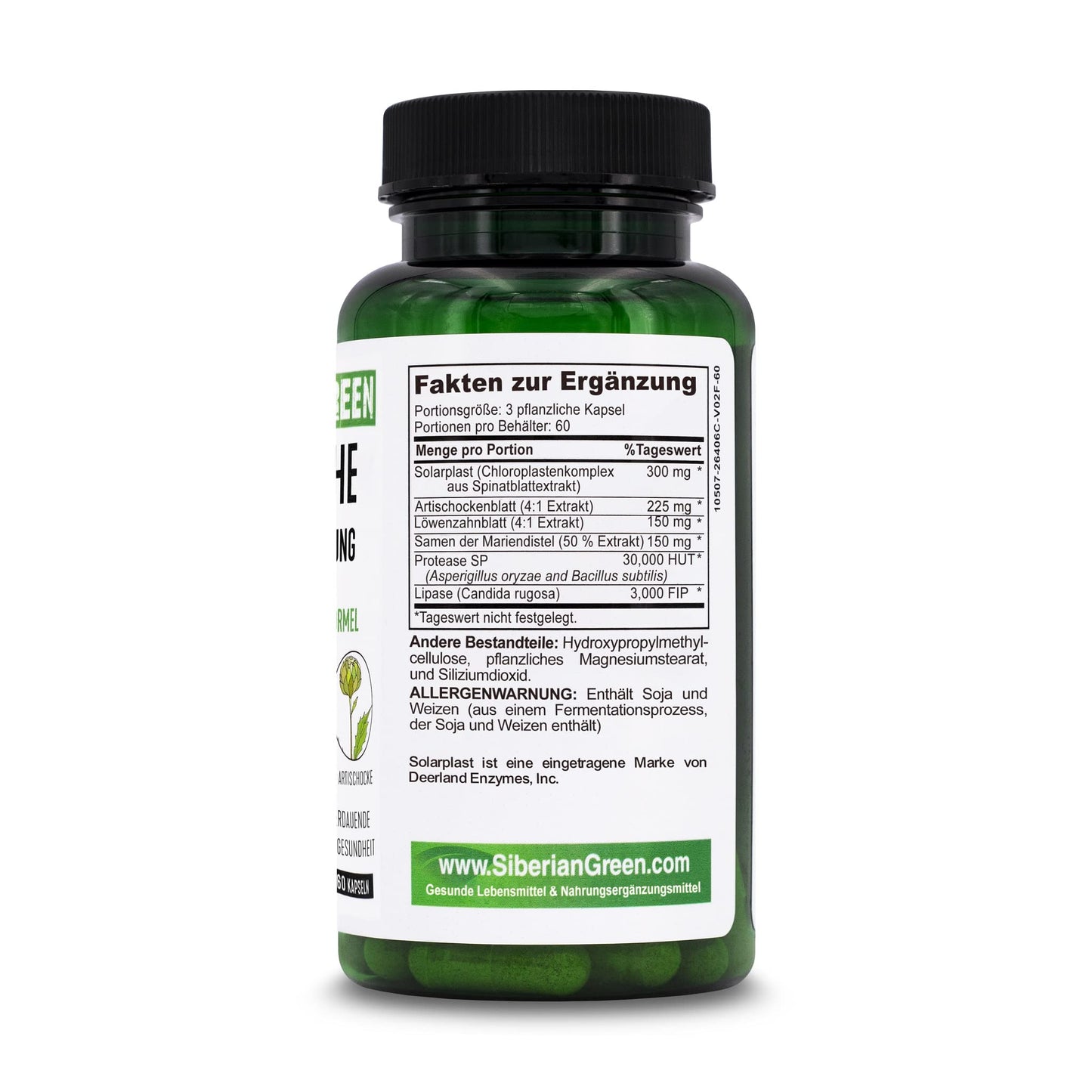 Siberian Green Herbal Liver Detox with Milk Thistle Artichoke Dandelion 60 Capsules
