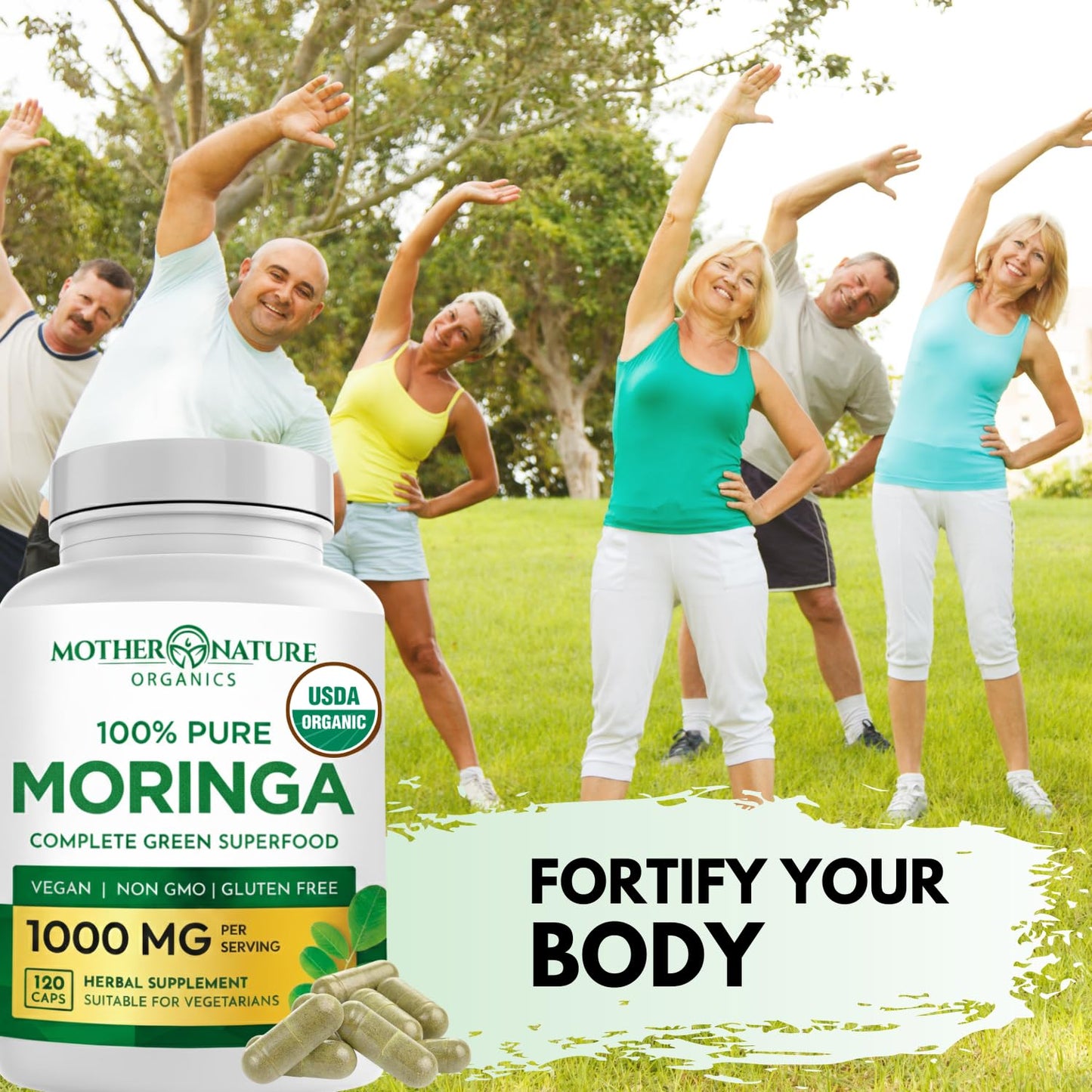 Mother Nature Organics Superfoods for Organic Living Moringa Leaf Capsules 120