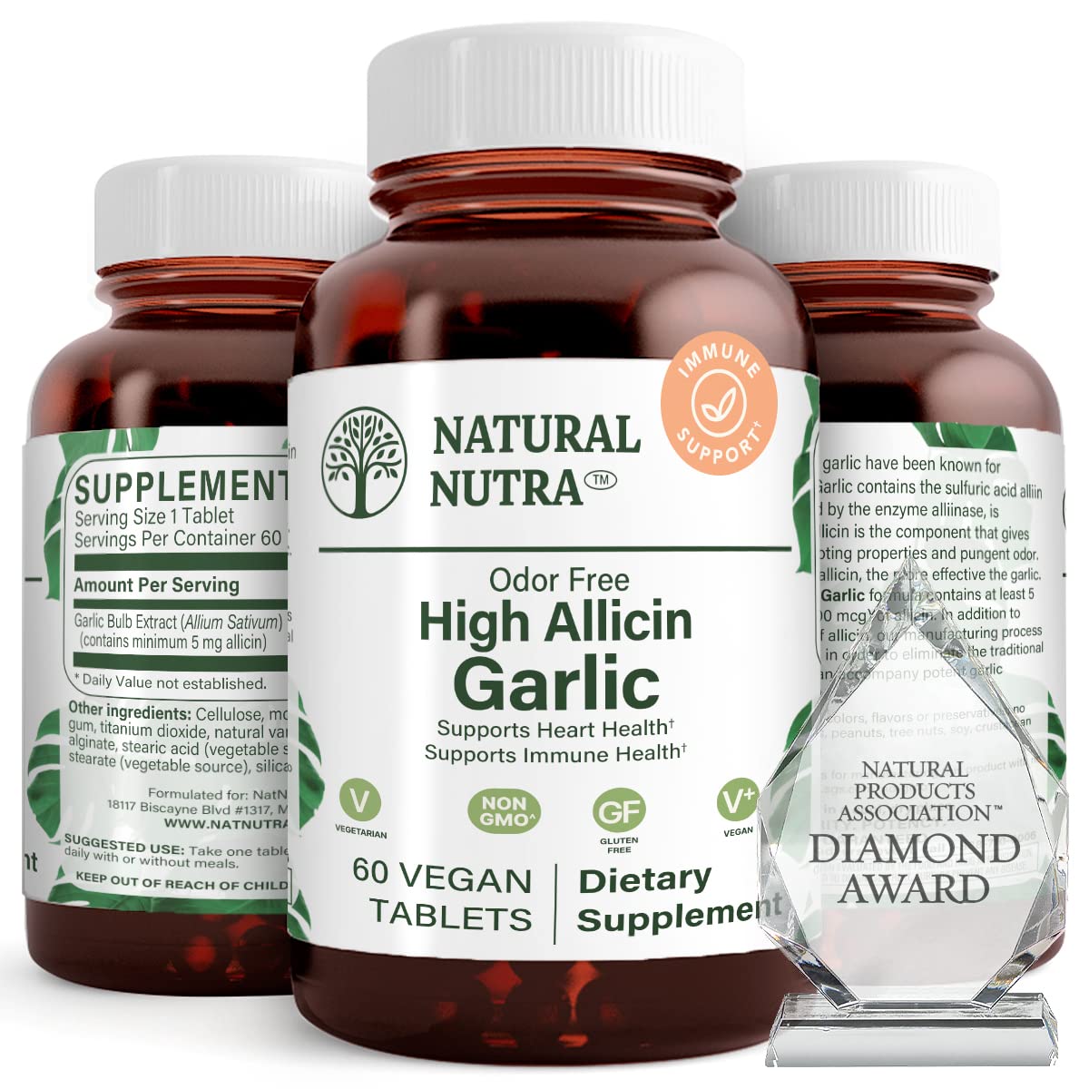 Natural Nutra High Allicin Garlic Supplement Tablets, 60 Count