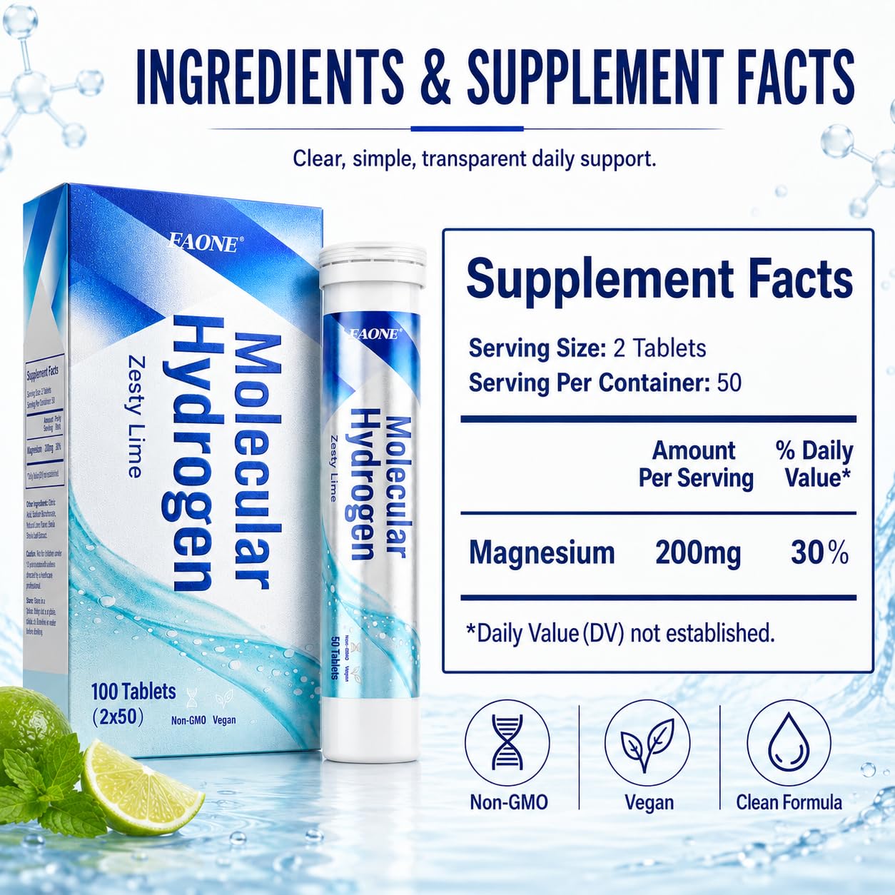 EAONE Hydrogen Water Tablets 100 Tablets