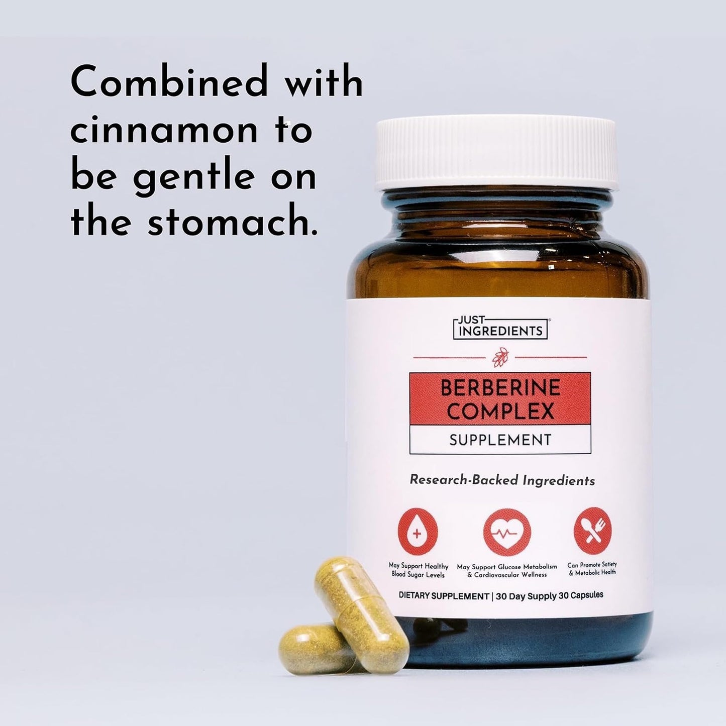 JUST INGREDIENTS Berberine Supplement Capsules 30 Count