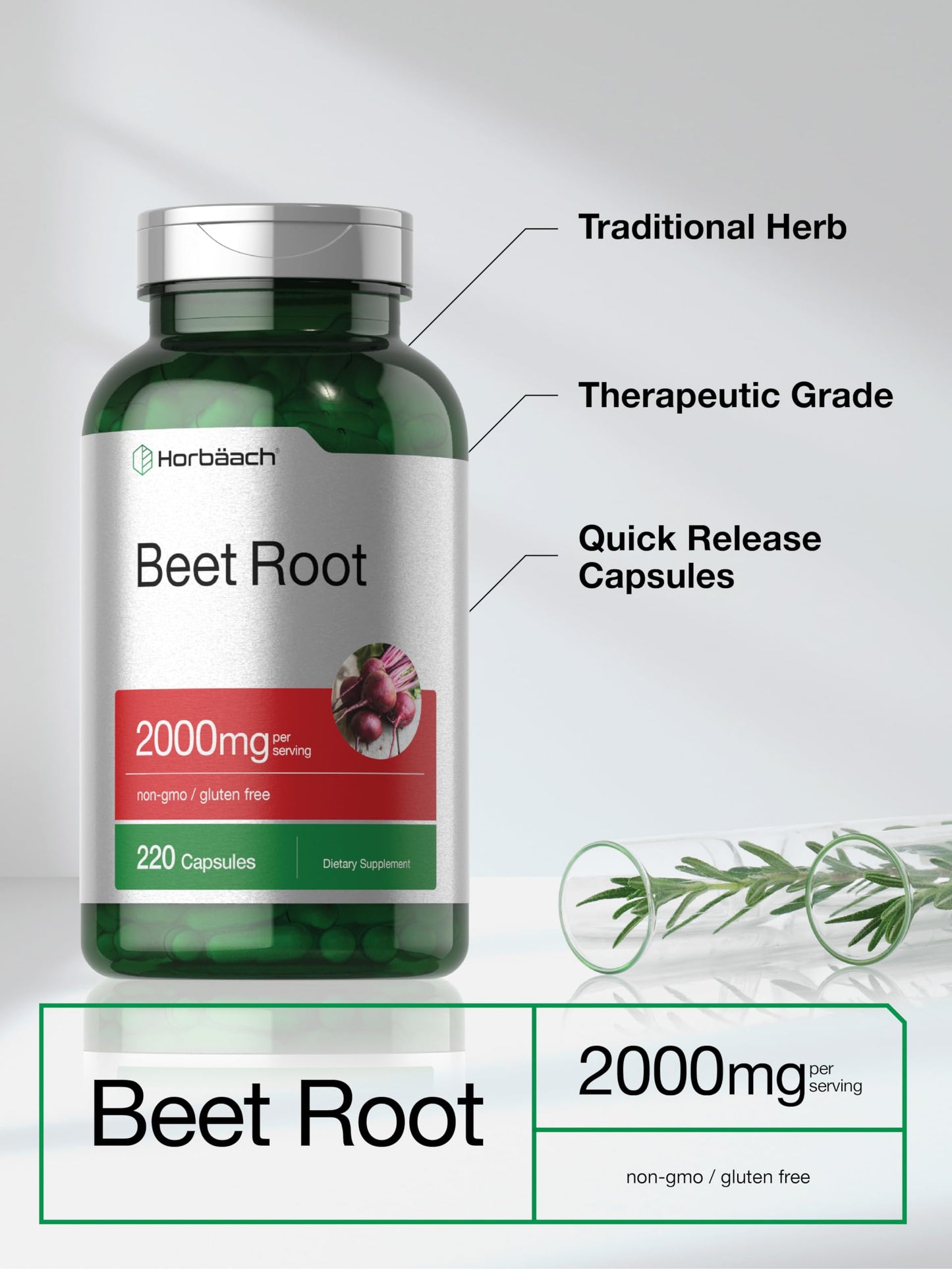Horbäach Beet Root Powder Capsules 220 Count