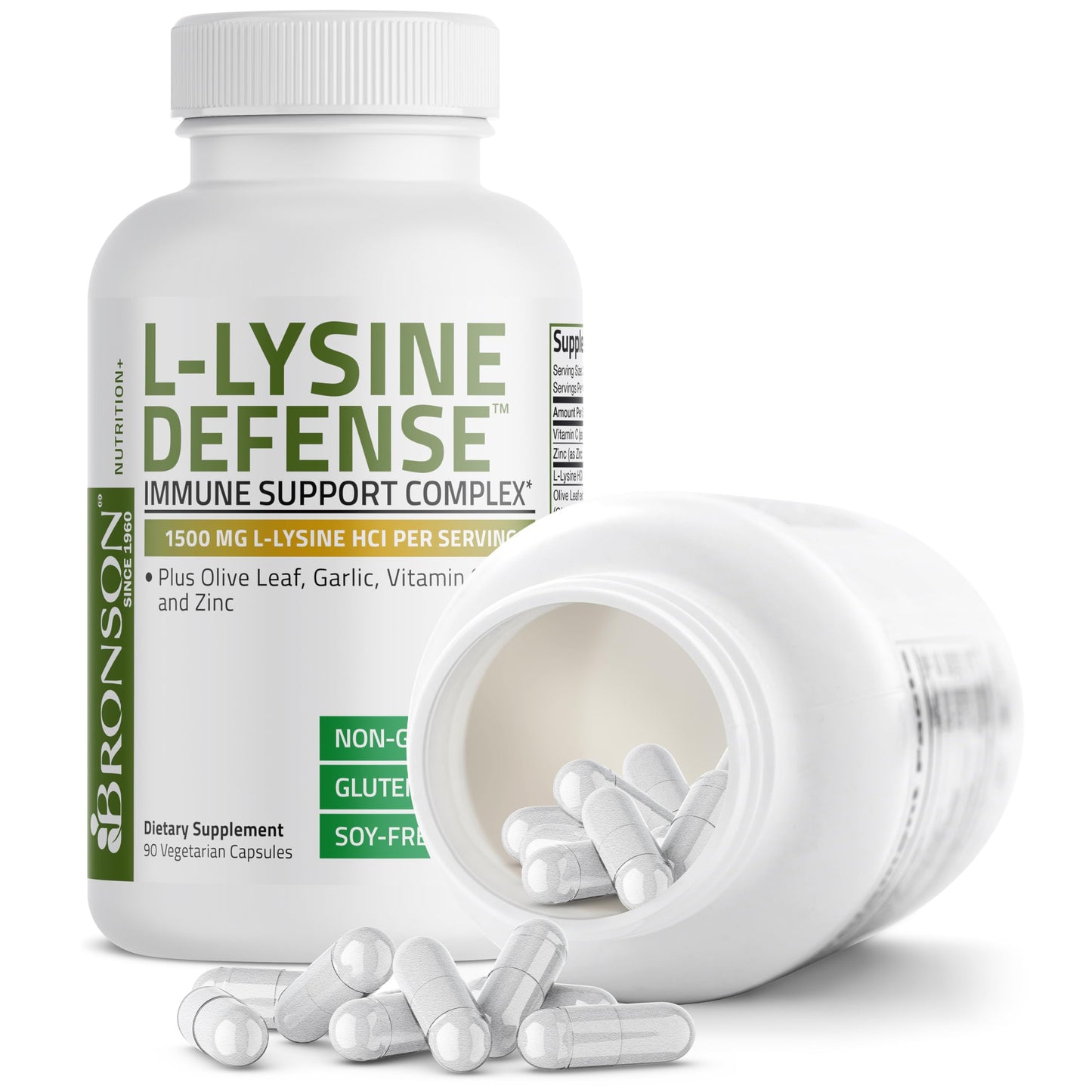 Bronson L-Lysine Defense Immune Support Complex 1500 mg Capsules, 90 Count