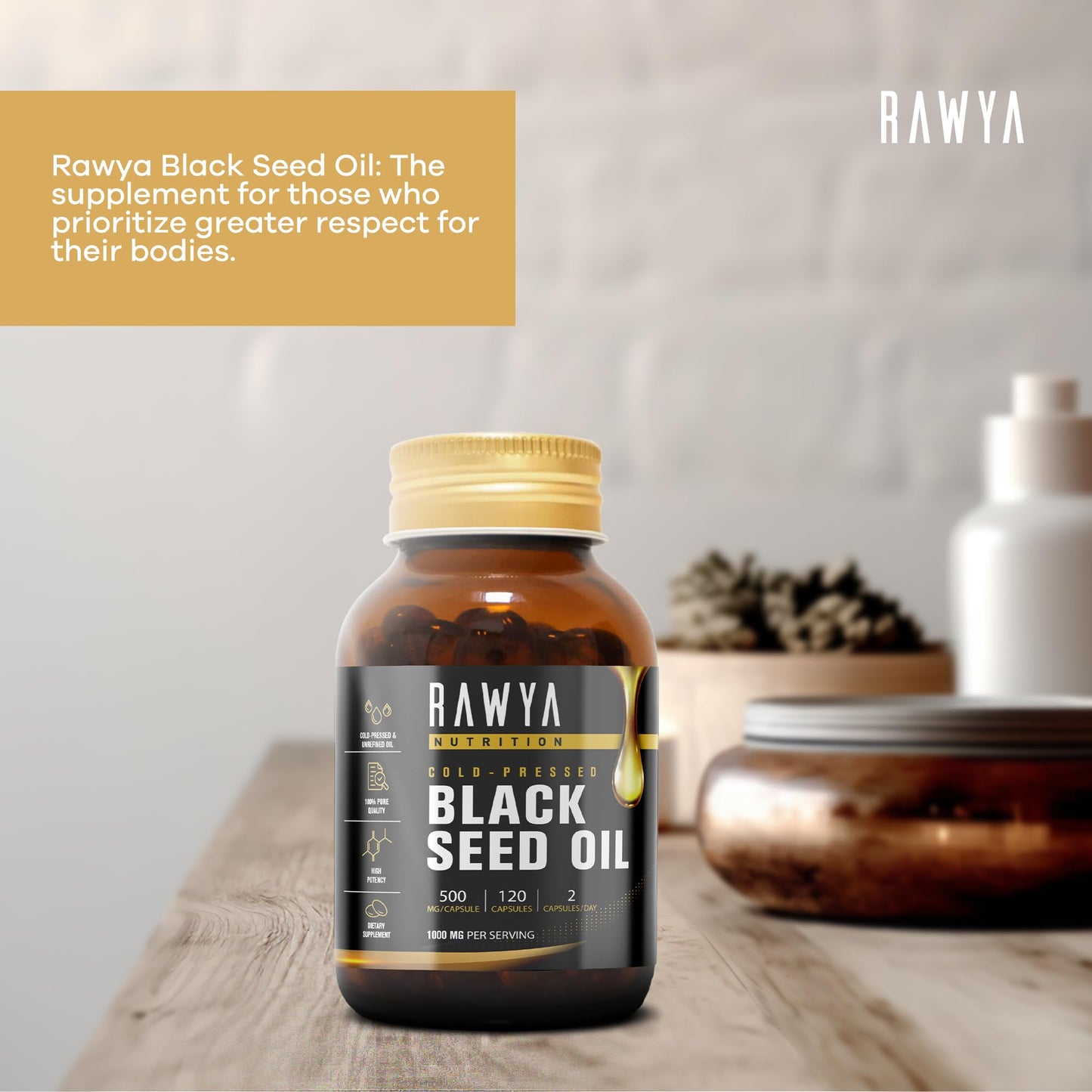 RAWYA Black Seed Oil Softgel Capsules 120 Count