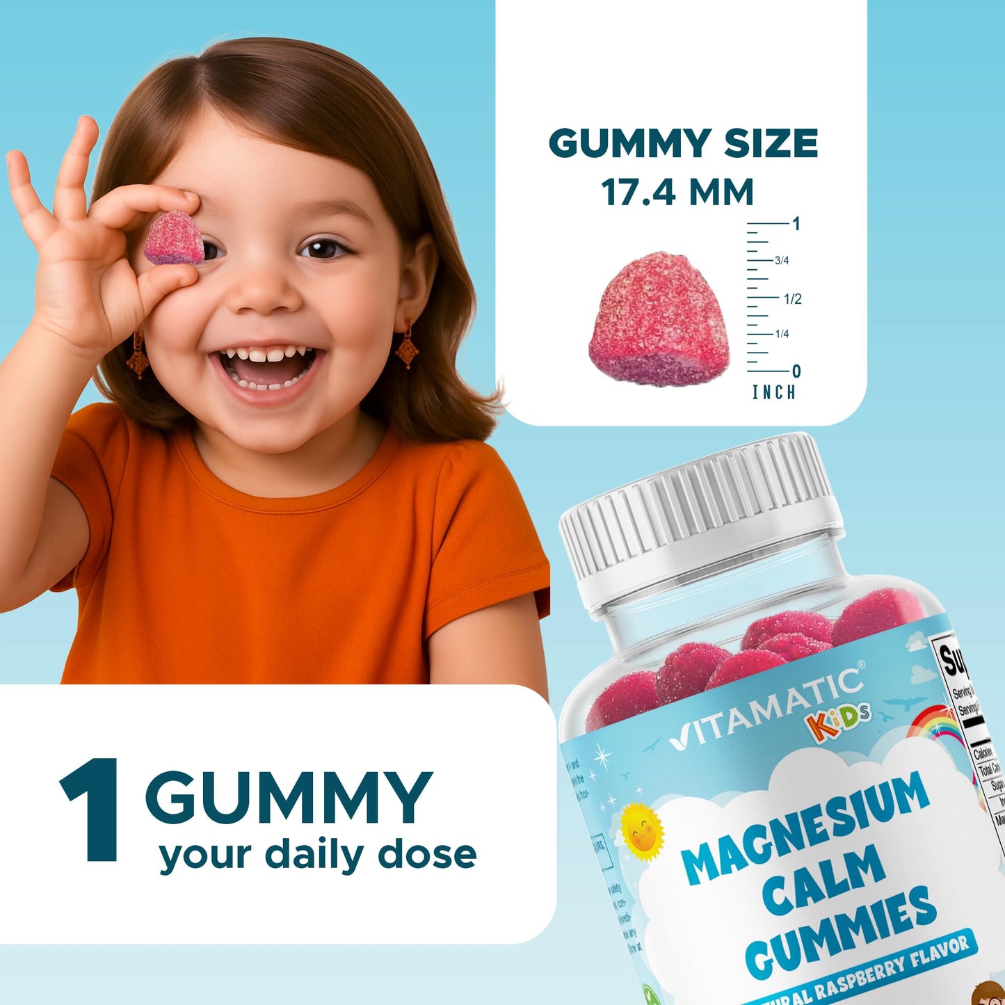 Vitamatic Kids Magnesium Calm Gummy 120 Count