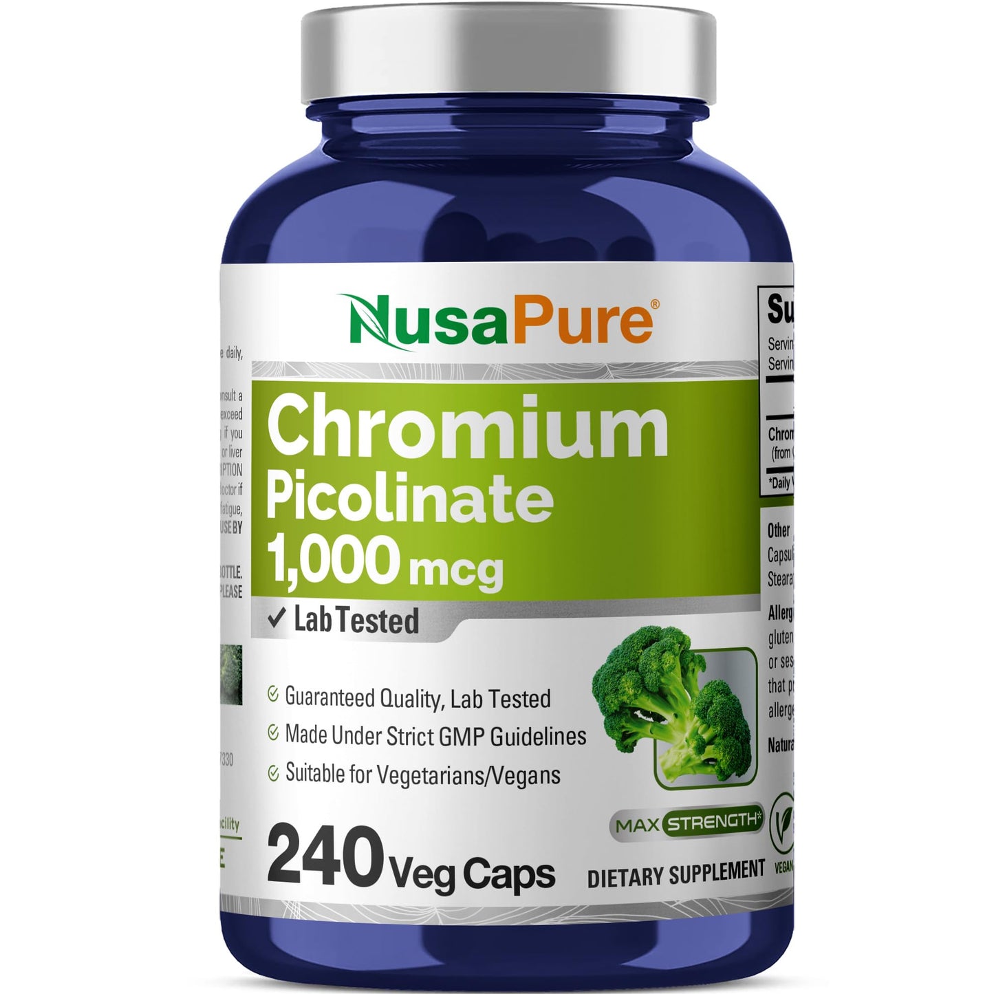 NusaPure Chromium Picolinate 1000mcg Capsules 240