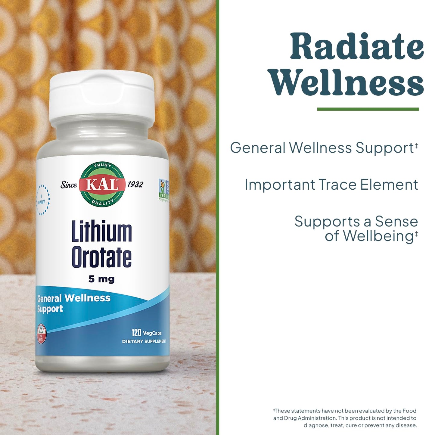 KAL Lithium Orotate 5 mg Capsules, 240 Count