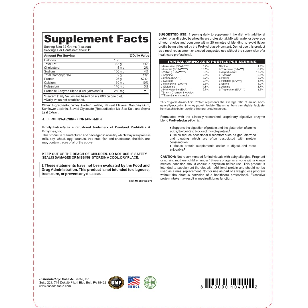 Casa de Sante Advanced Whey Protein Vanilla Powder 13.12 oz