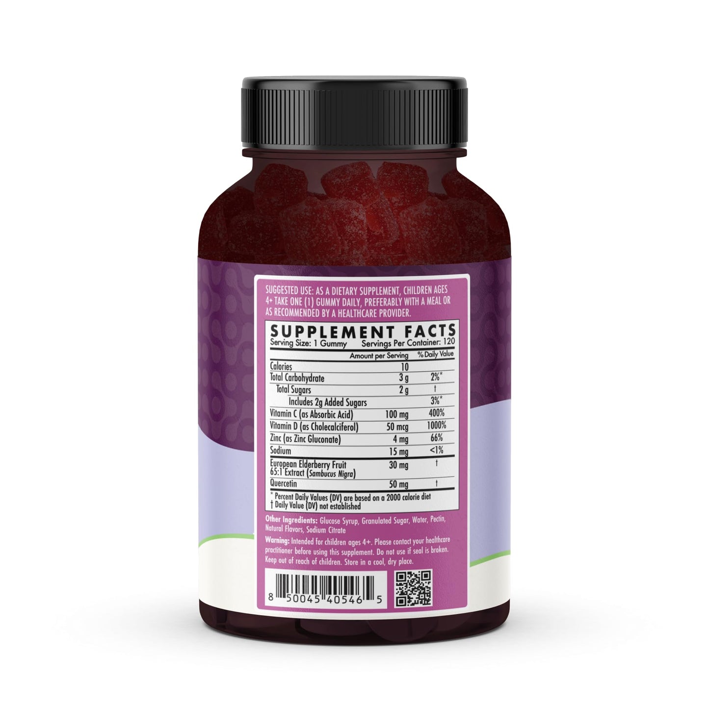 The Wellness Company Kids Naturals Elderberry Immune Support with Vitamin C & Zinc, 60 Gummies