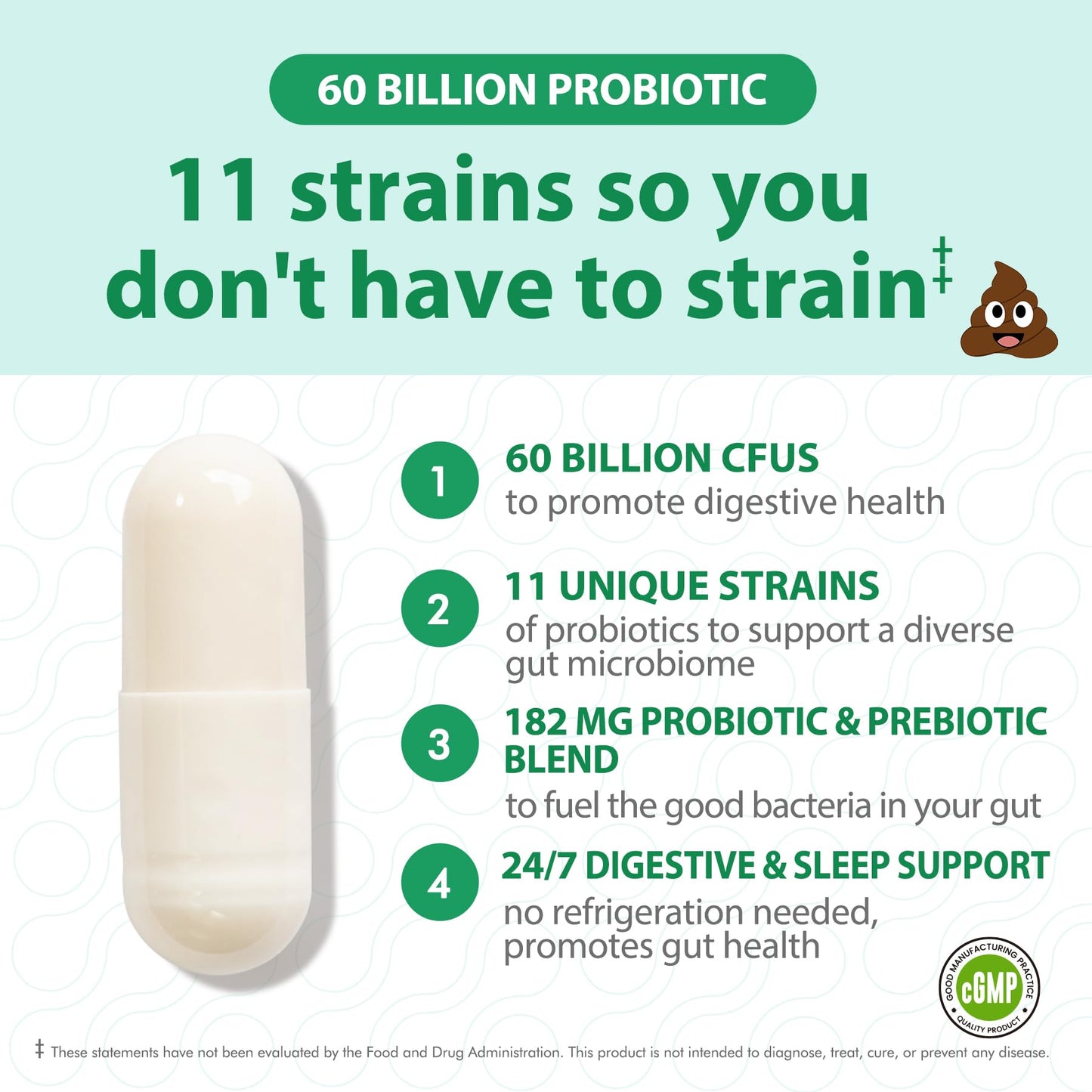 BioJhchang Probiotics Supplements 60 Billion CFUs 11 Diverse Strains Capsules 60 Count