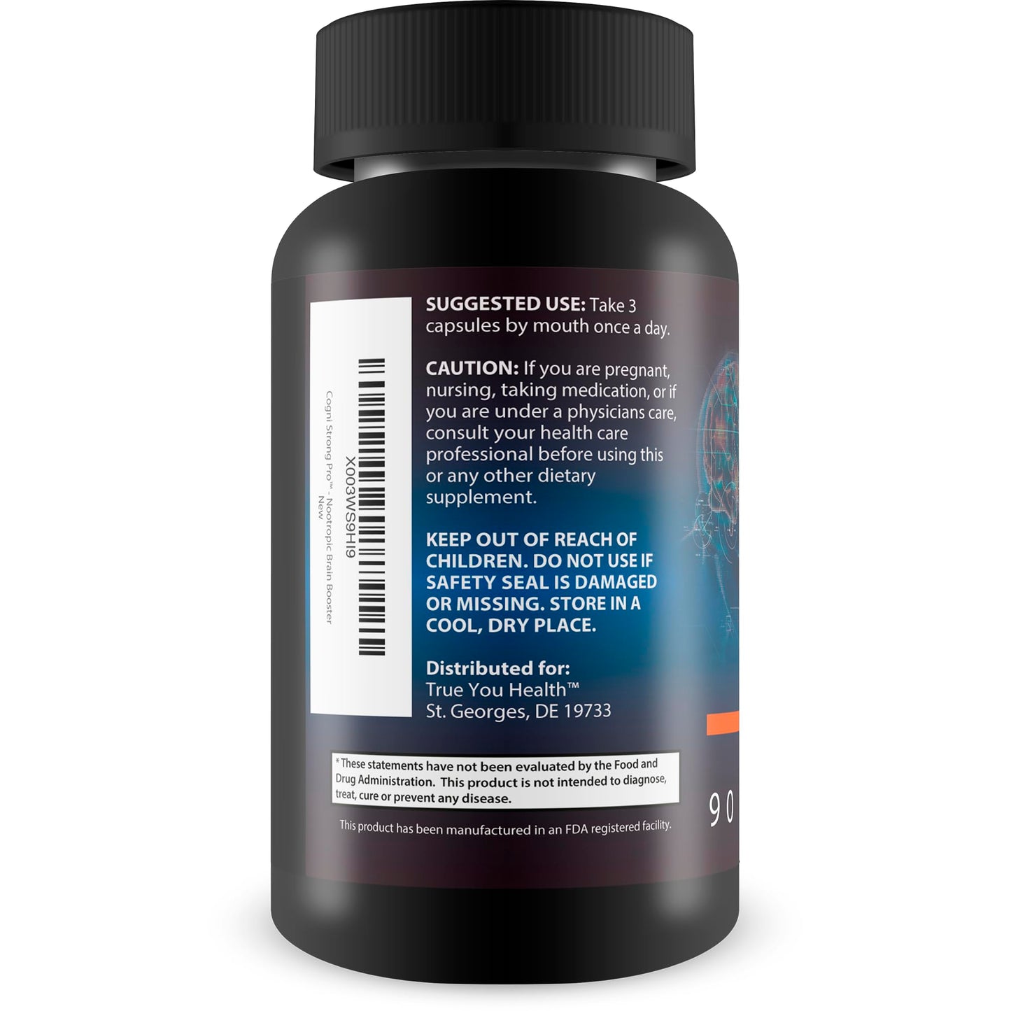 True You Health Cogni Strong Pro - Brain Health Support Supplement for Memory, Focus, Clarity, & Mood - Brain Health Supplements for Adults with Ginseng, Turmeric, Green Tea, & Vitamin D - Nootropic Brain Booster Capsule, 1
