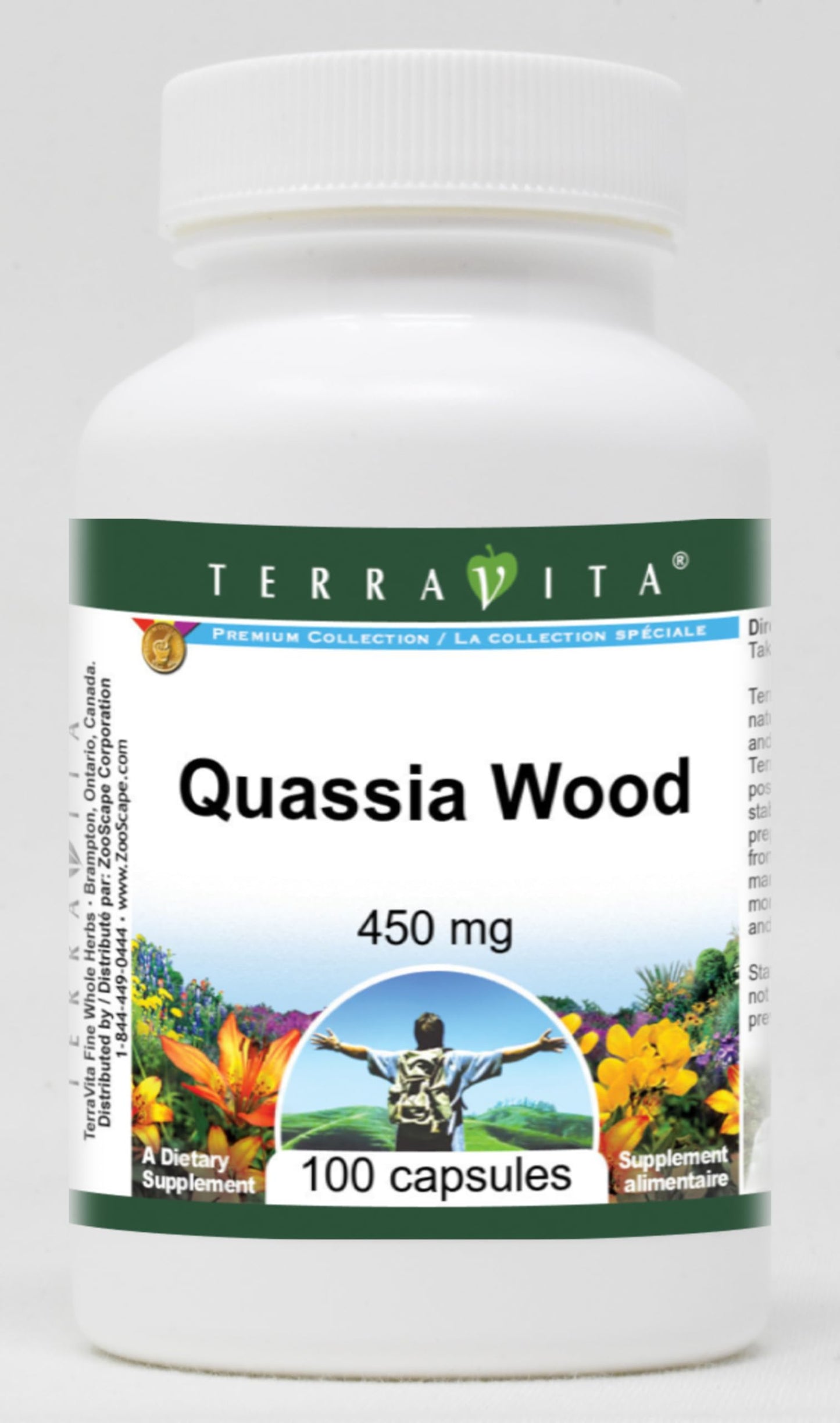 Terravita Quassia Wood 450 mg Capsules, 100 Count