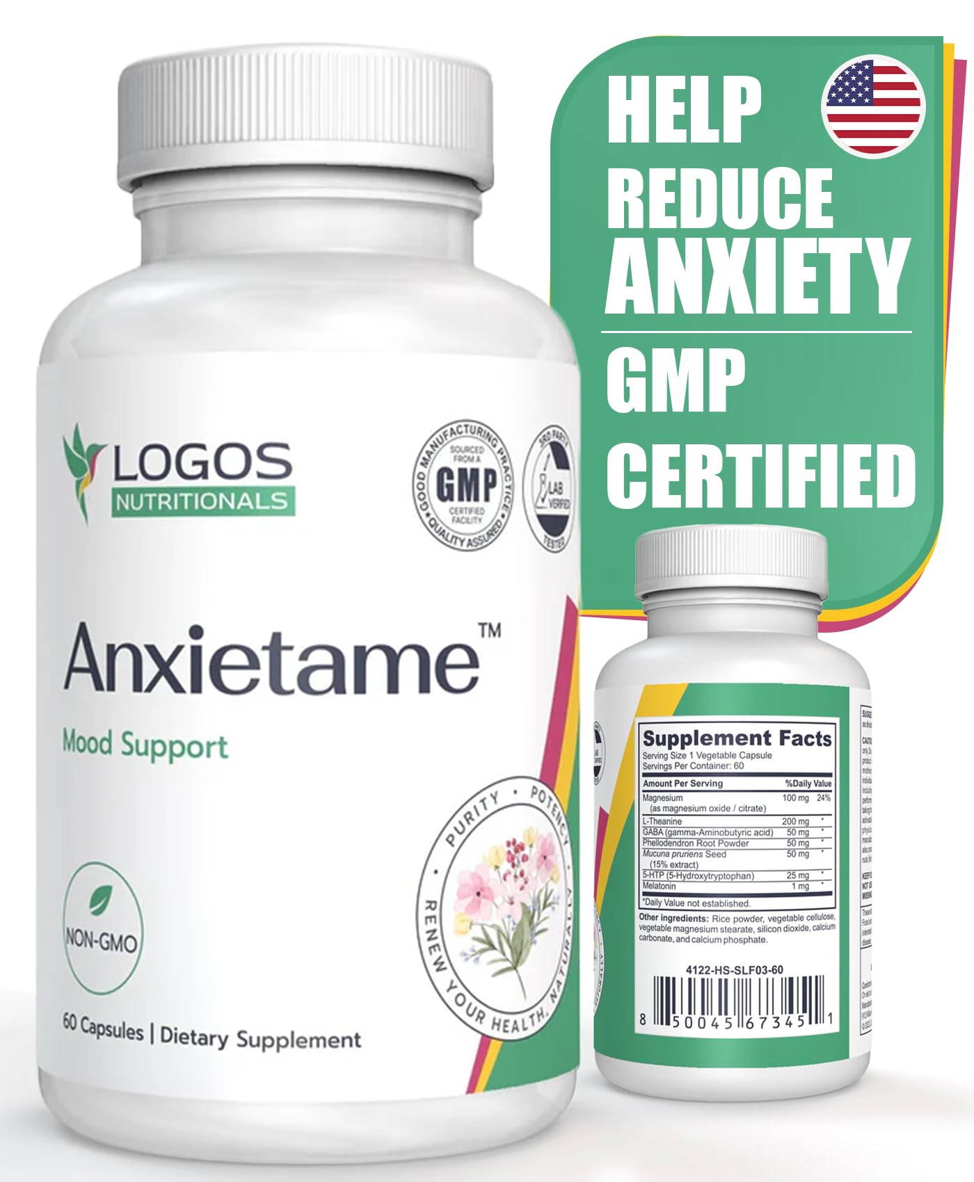 logos nutritionals Anxietame L-Theanine Capsule 60 Capsules