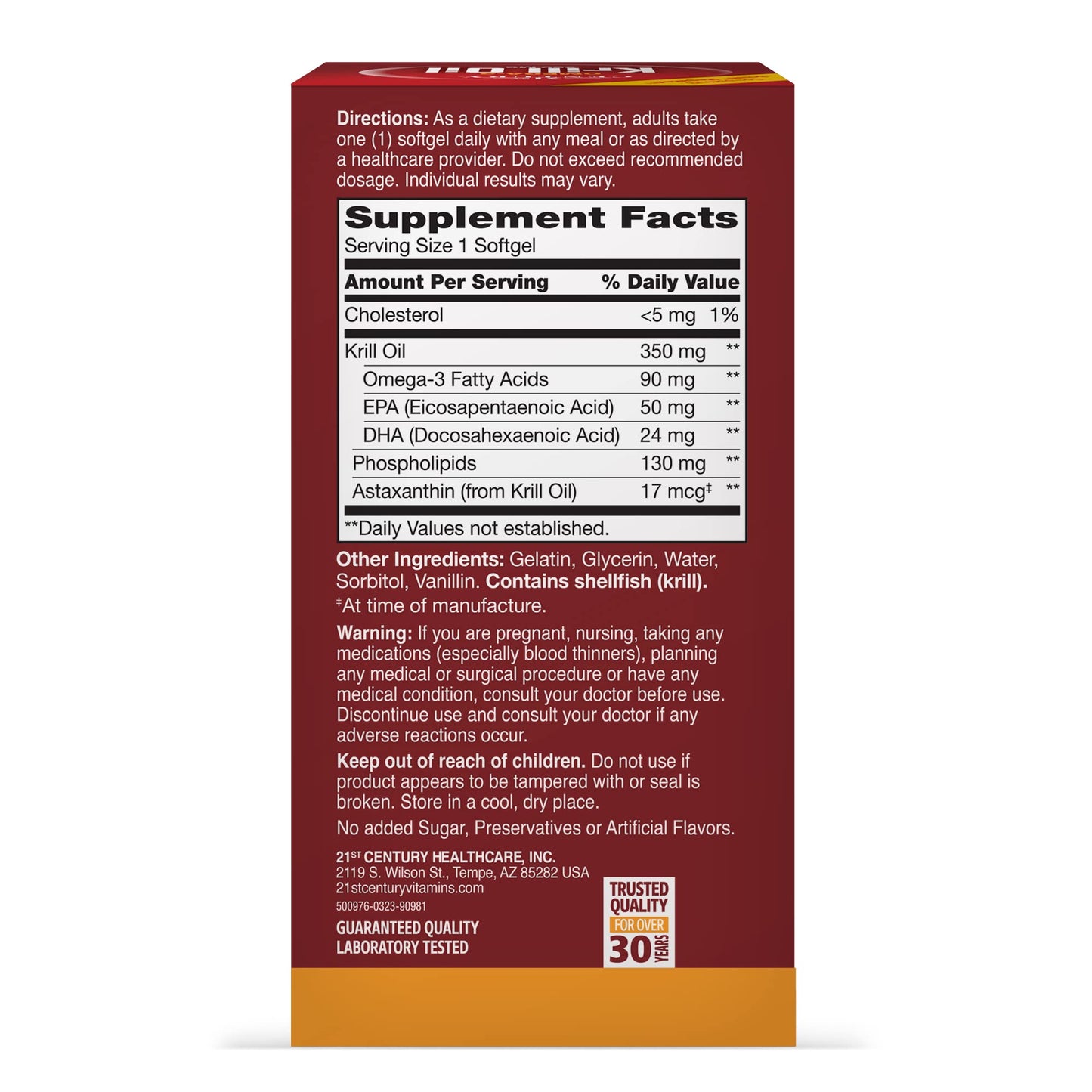 21St Century Krill Oil 300 mg Softgel, 60 Count