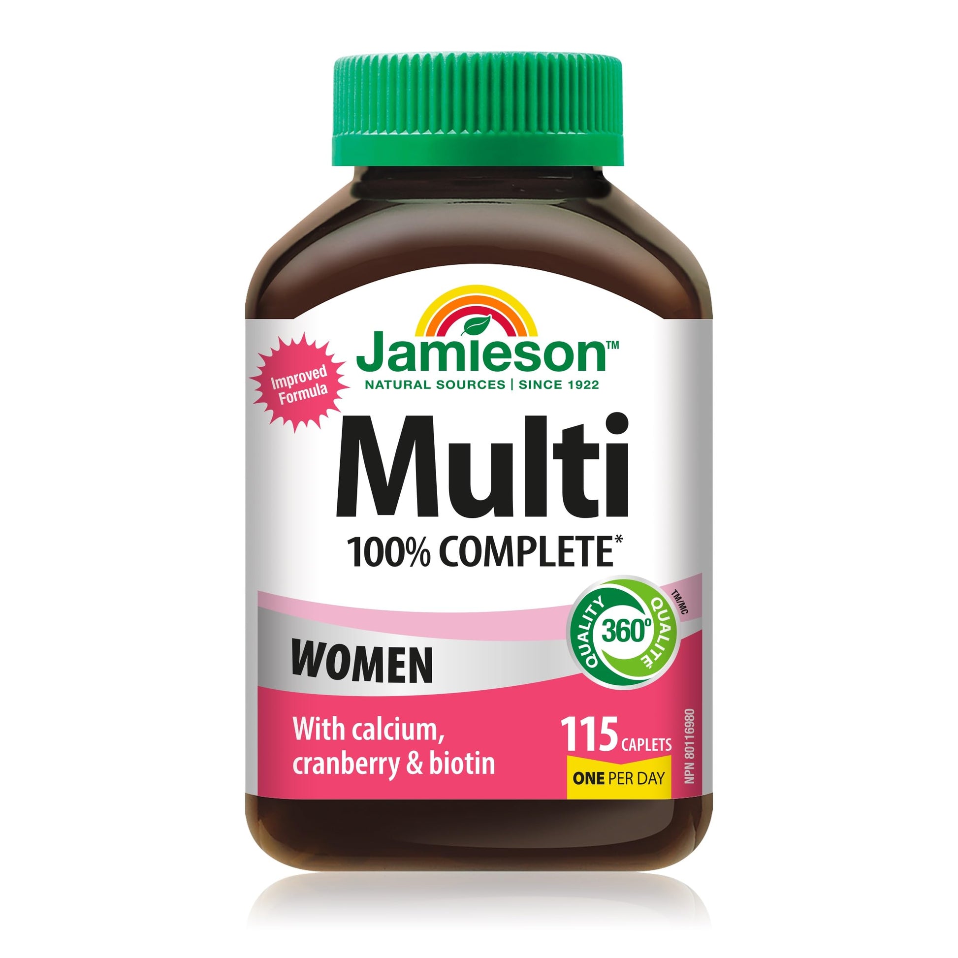 Jamieson Laboratories 100% Complete Multivitamin for Women Caplets 115 Count