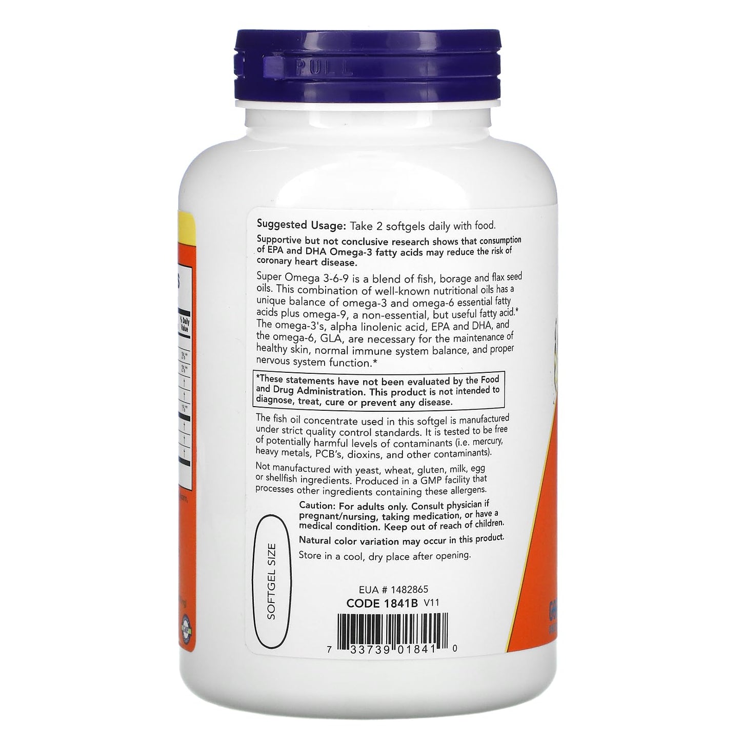 NOW Foods Super Omega 3-6-9 1200mg Softgels, 180 Count