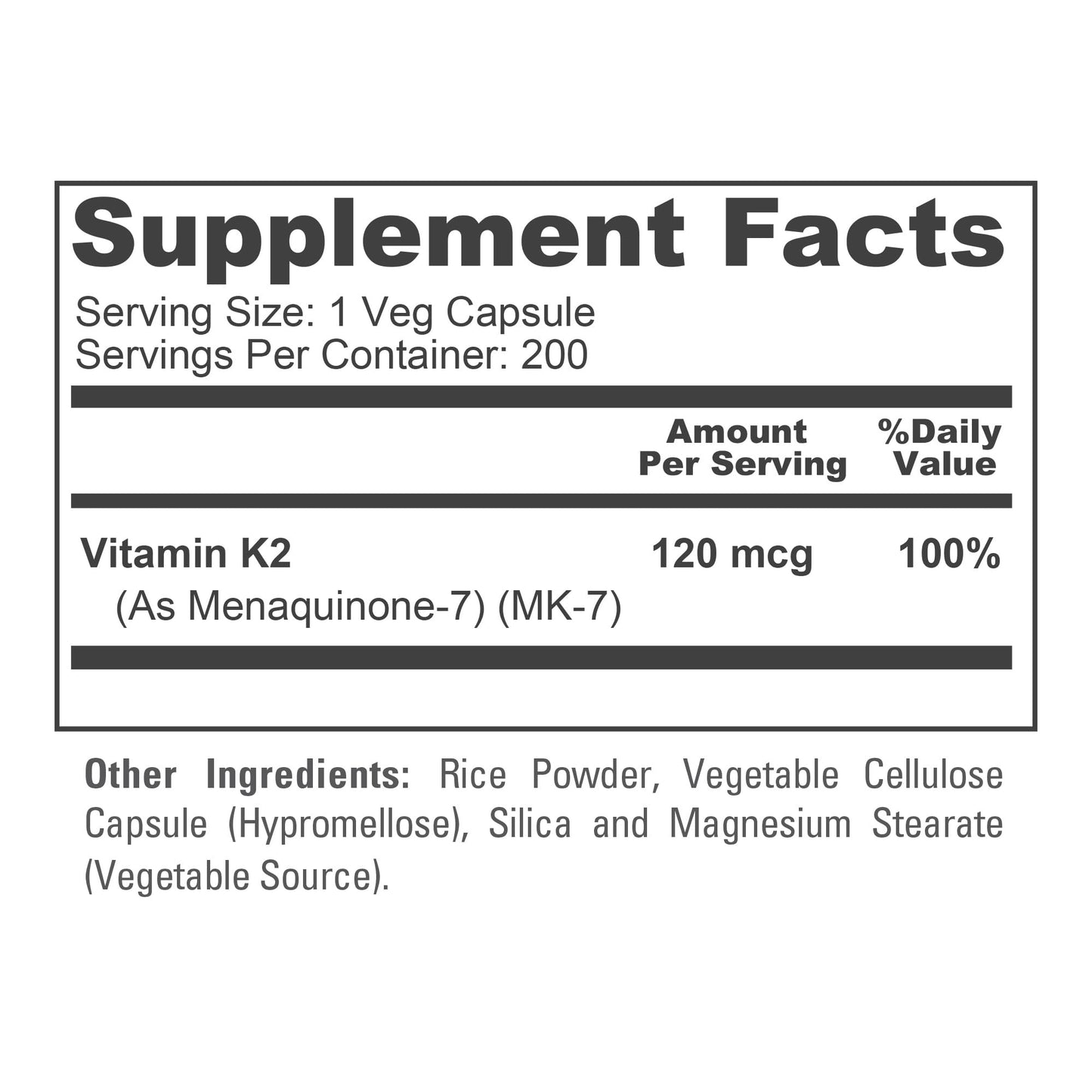 NusaPure Vitamin K2 MK7 120 mcg Veggie Caps, 400 Capsules