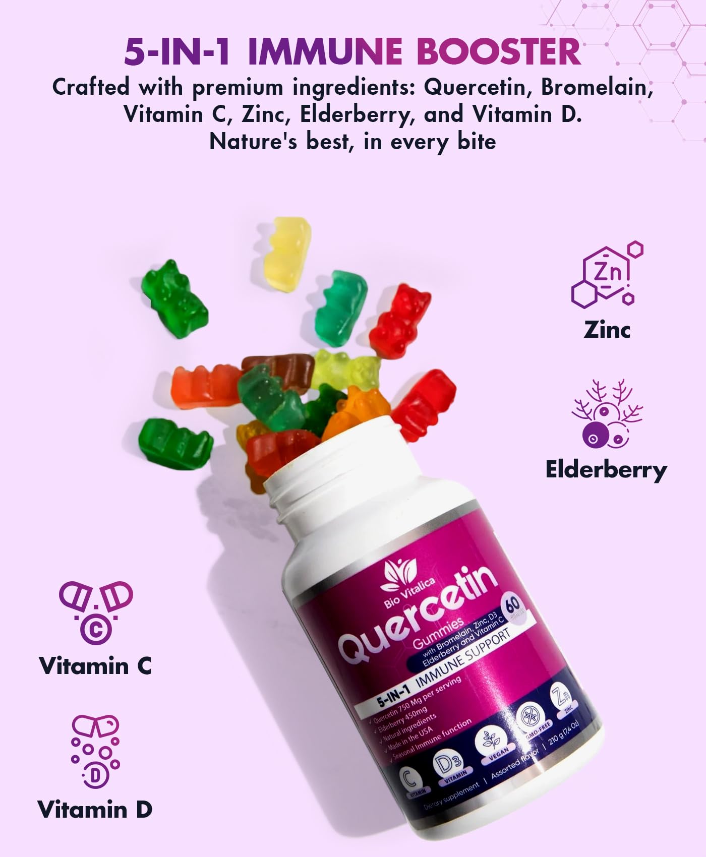 BIO VITALICA Quercetin Gummies Gummy 60 Count