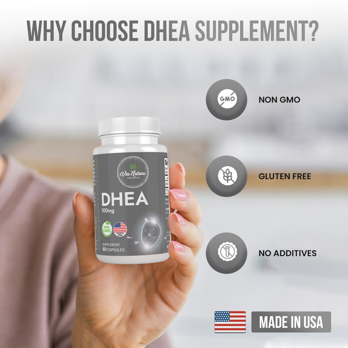 Via Natura Organics DHEA 100mg Capsule, 60 Capsules