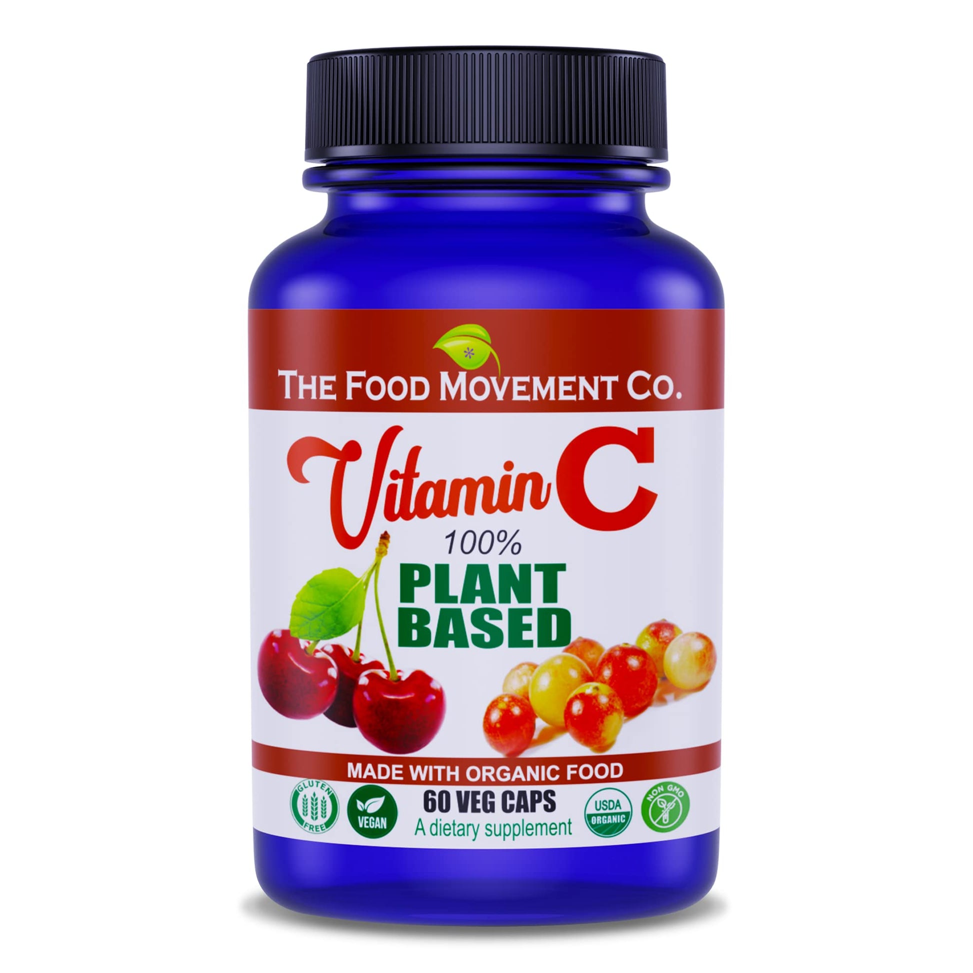 The Food Movement Co. 100% Plant-Based Vitamin C Capsules, 60 Count