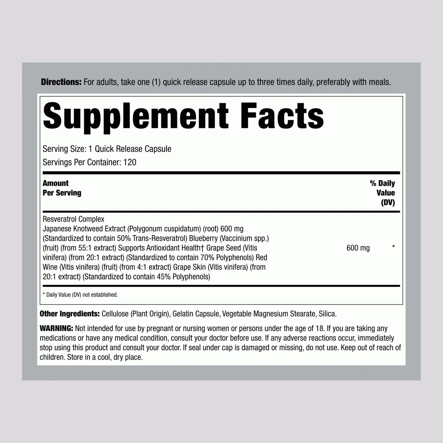 LINDBERG Resveratrol Supplement Capsule 120 Count
