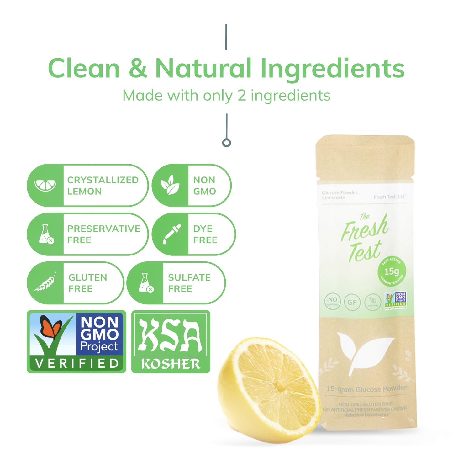 The Fresh Test 15g Fast-Acting Glucose Powder, Lemonade, 10 Count
