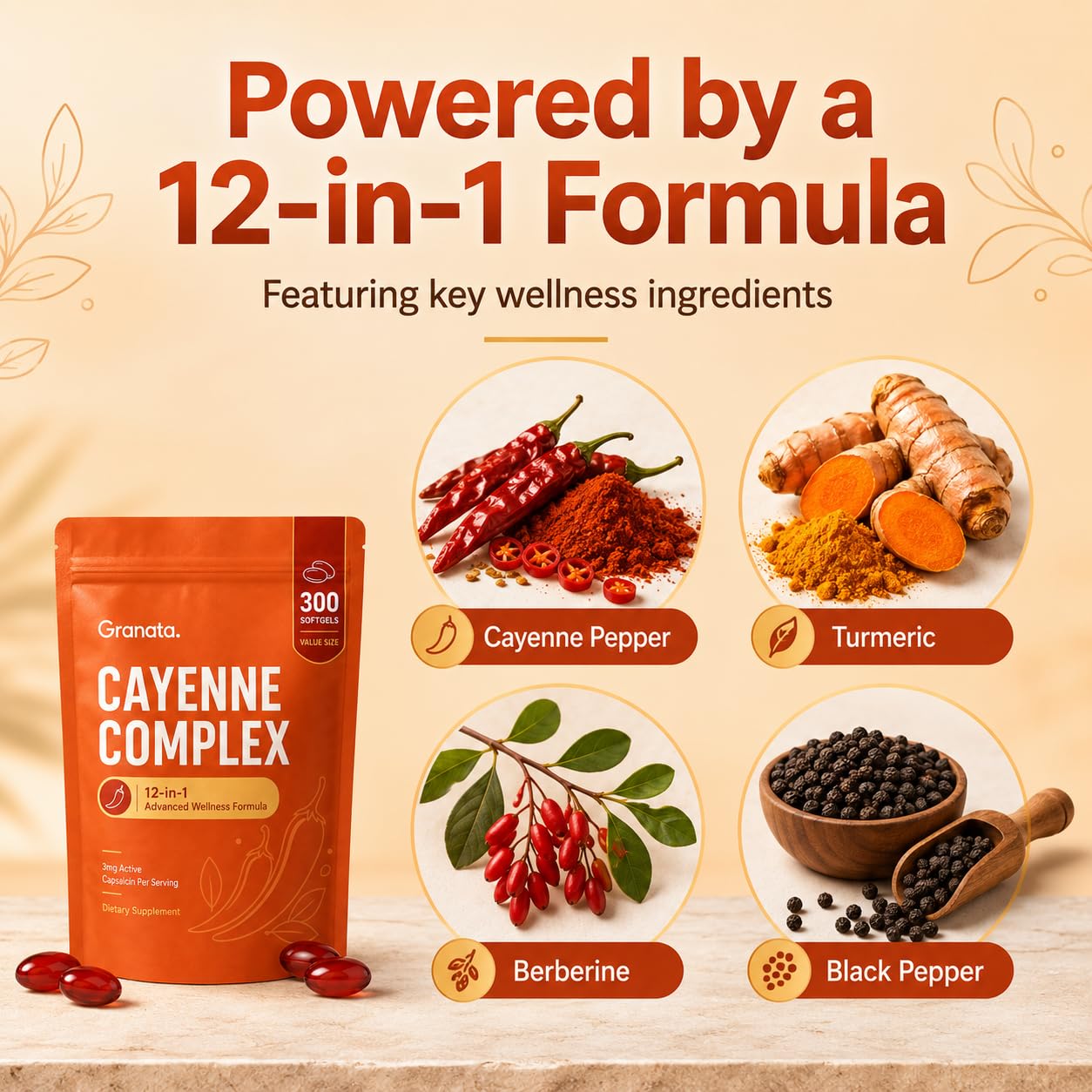Dvloge Granata Cayenne Pepper Complex Softgels 300 Softgels