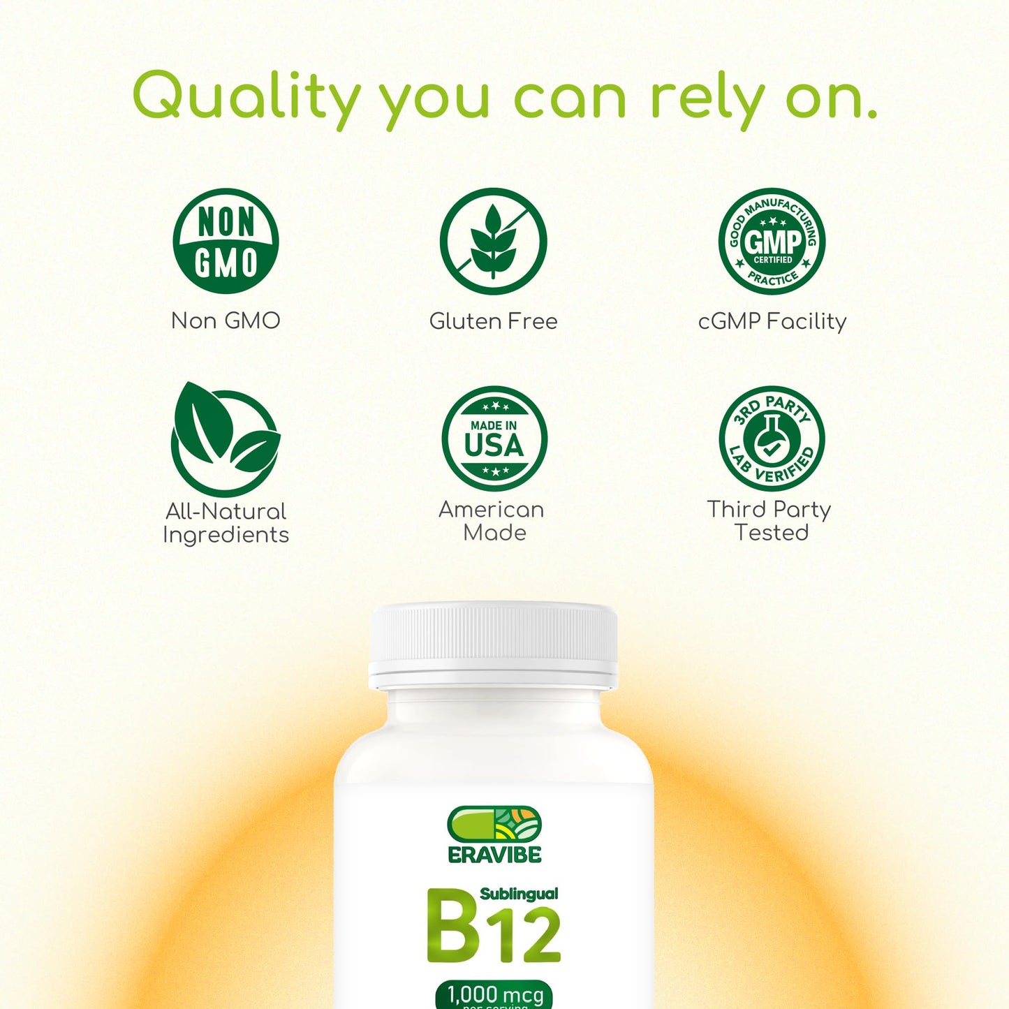 ERAVIBE Vitamin B12 1000 mcg Tablets, 120 Count