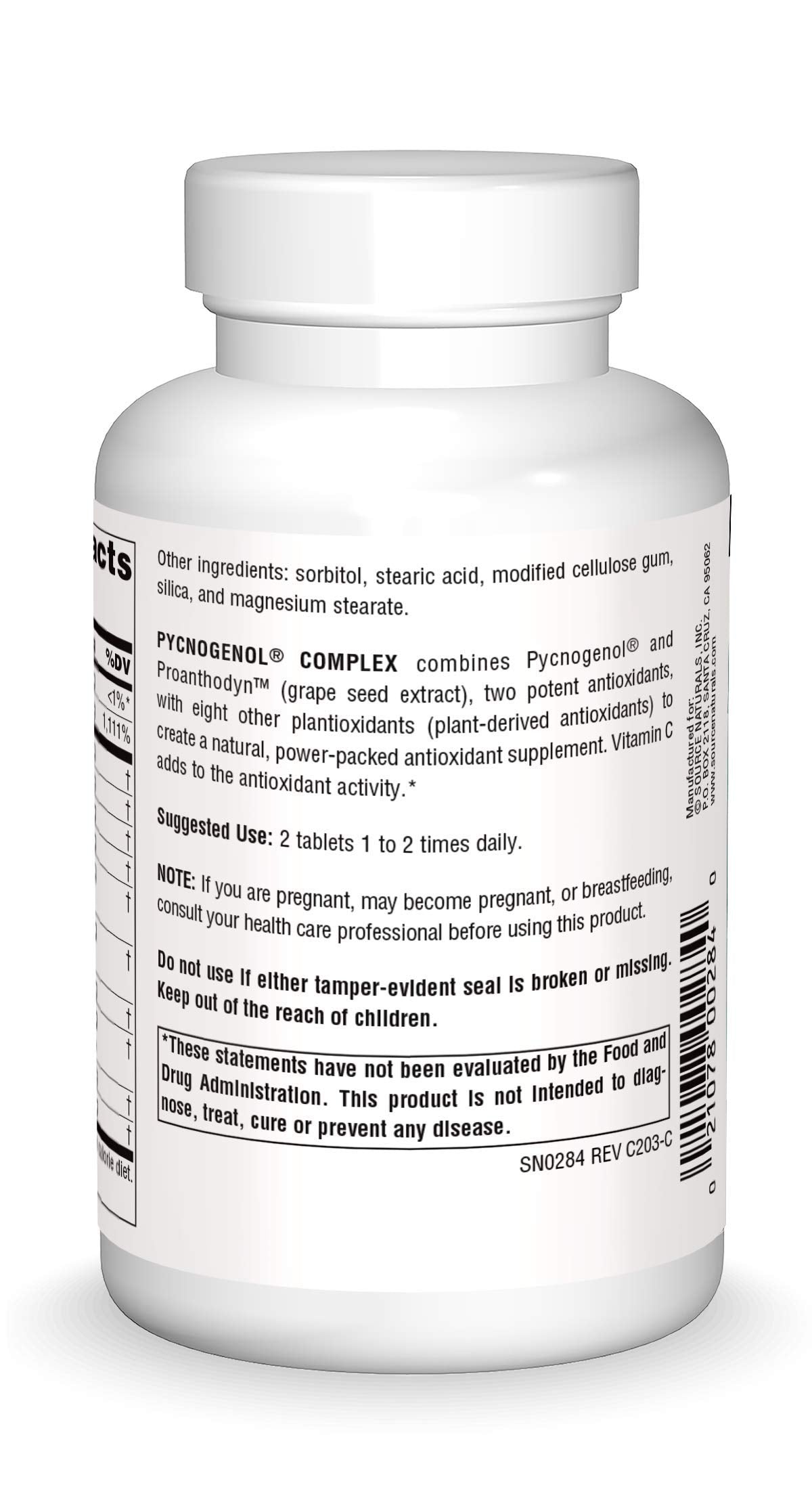 Source Naturals Pycnogenol Complex Antioxidant Formula Rich in Flavonoids, Proanthocyanidins & Vitamin C Tablets 120