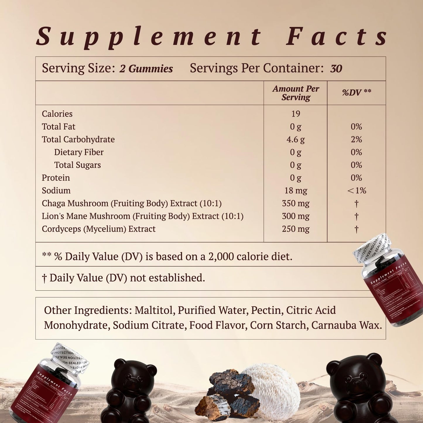 LAVANOVA Effective Mushroom Gummies with Lion’s Mane, Chaga & Cordyceps - Focus, Clarity, Energy & Immune Support - Nootropic Mushroom Supplement for Adults, 60 Gummies
