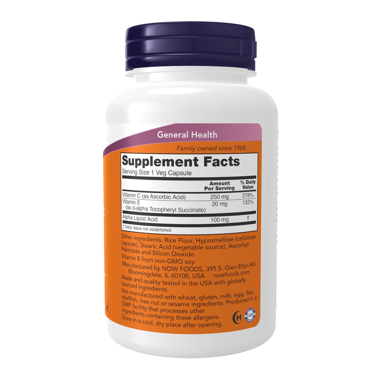 NOW Foods Alpha Lipoic Acid 100 mg with Vitamins C & E Free Radical Scavenger*, 120 Veg Capsules