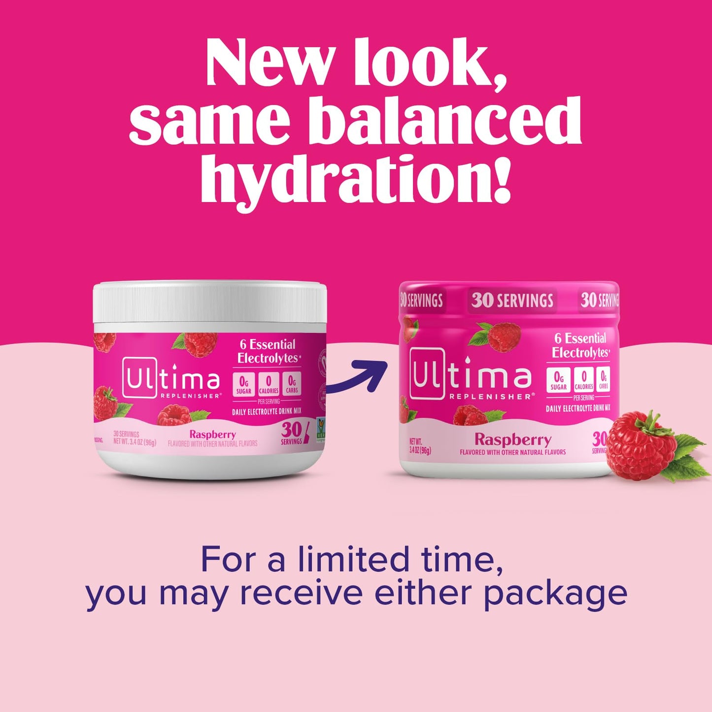Ultima Replenisher Raspberry Electrolytes Powder, 3.2 oz