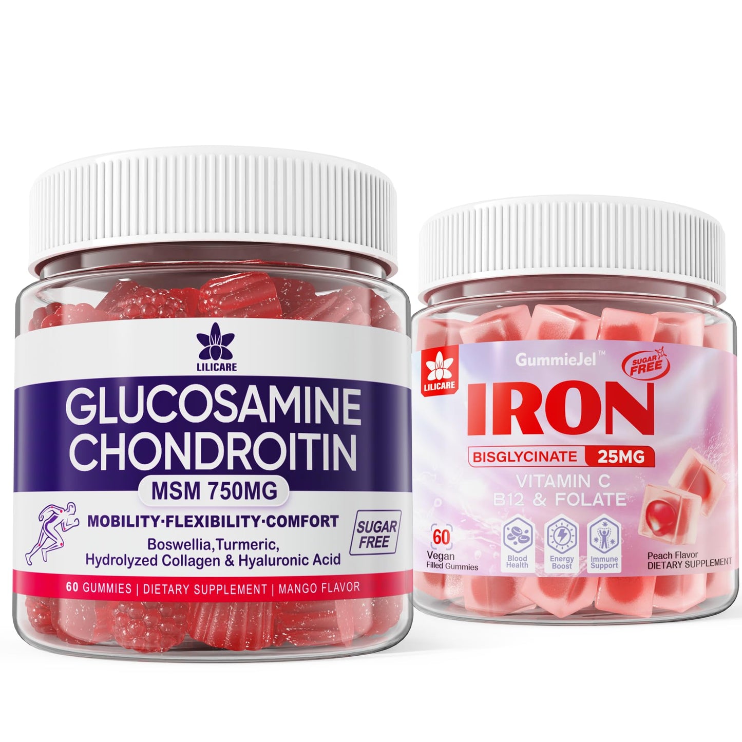 LILICARE Glucosamine Chondroitin Gummies + Iron Supplement for Women Gummy 180