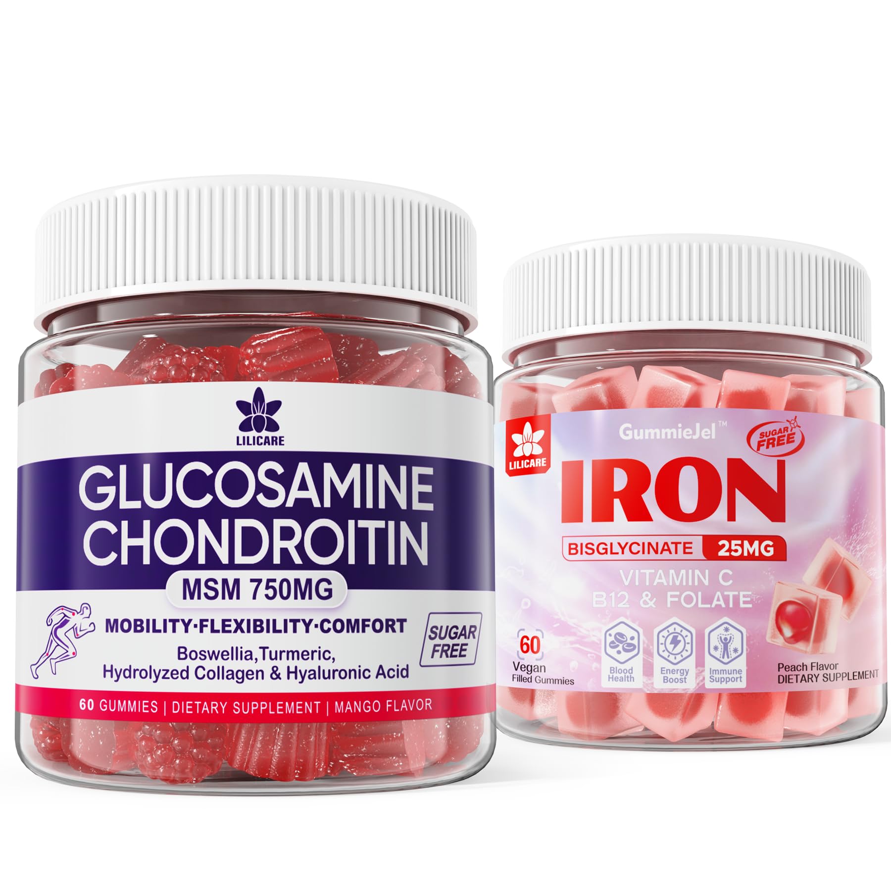 LILICARE Glucosamine Chondroitin Gummies + Iron Supplement for Women Gummy 180