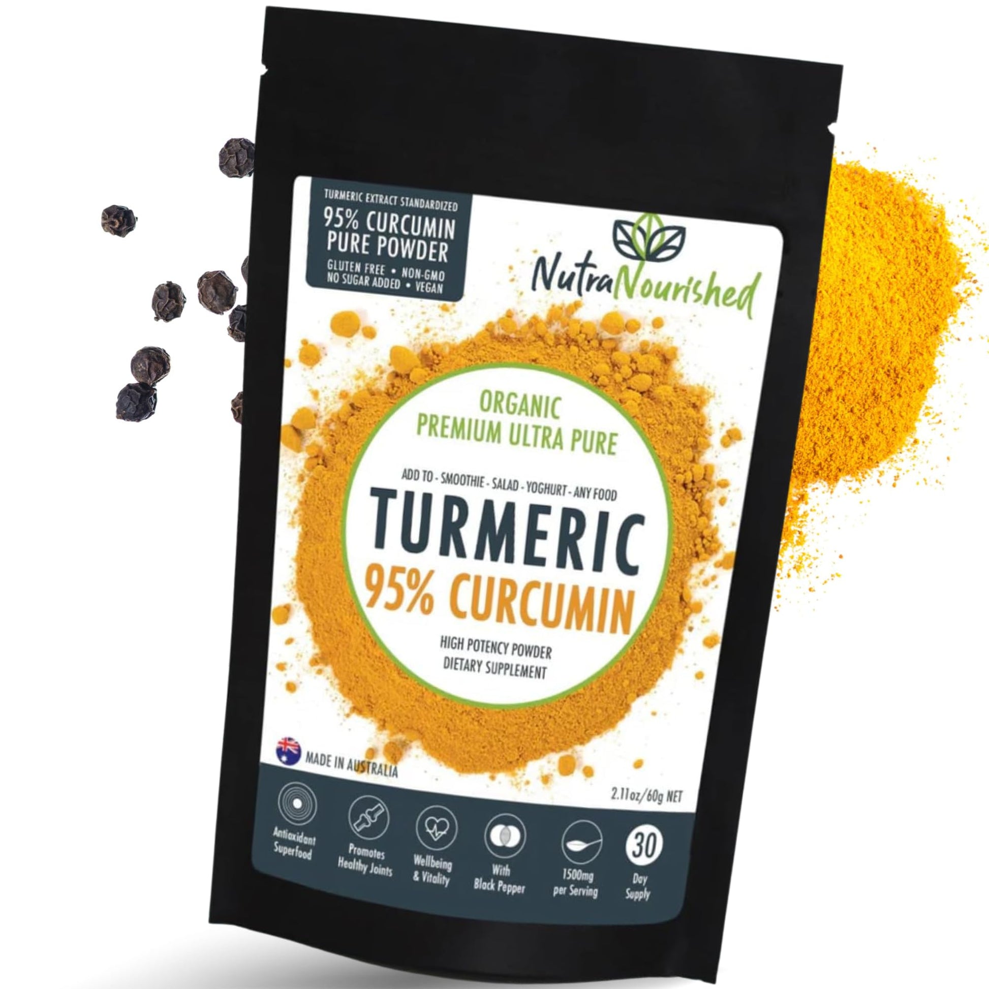 Nutra Nourished Organic Turmeric 95% Curcumin Powder 2.11 oz