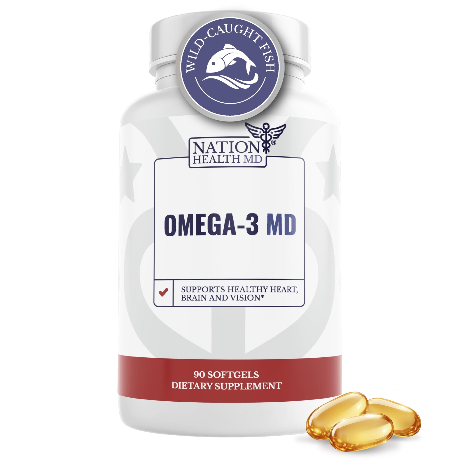 NATION HEALTH MD Omega-3 MD Fish Oil Softgels 90