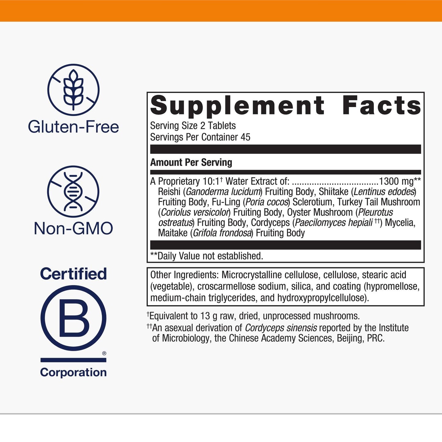 Metagenics Mycotaki Immune Support for System Under Occasional Stress with Reishi, Shiitake, Fu-Ling, Turkey Tail, Cordyceps, Oyster & Maitake - Adaptogenic Mushroom Blend Tablets, 90 Count