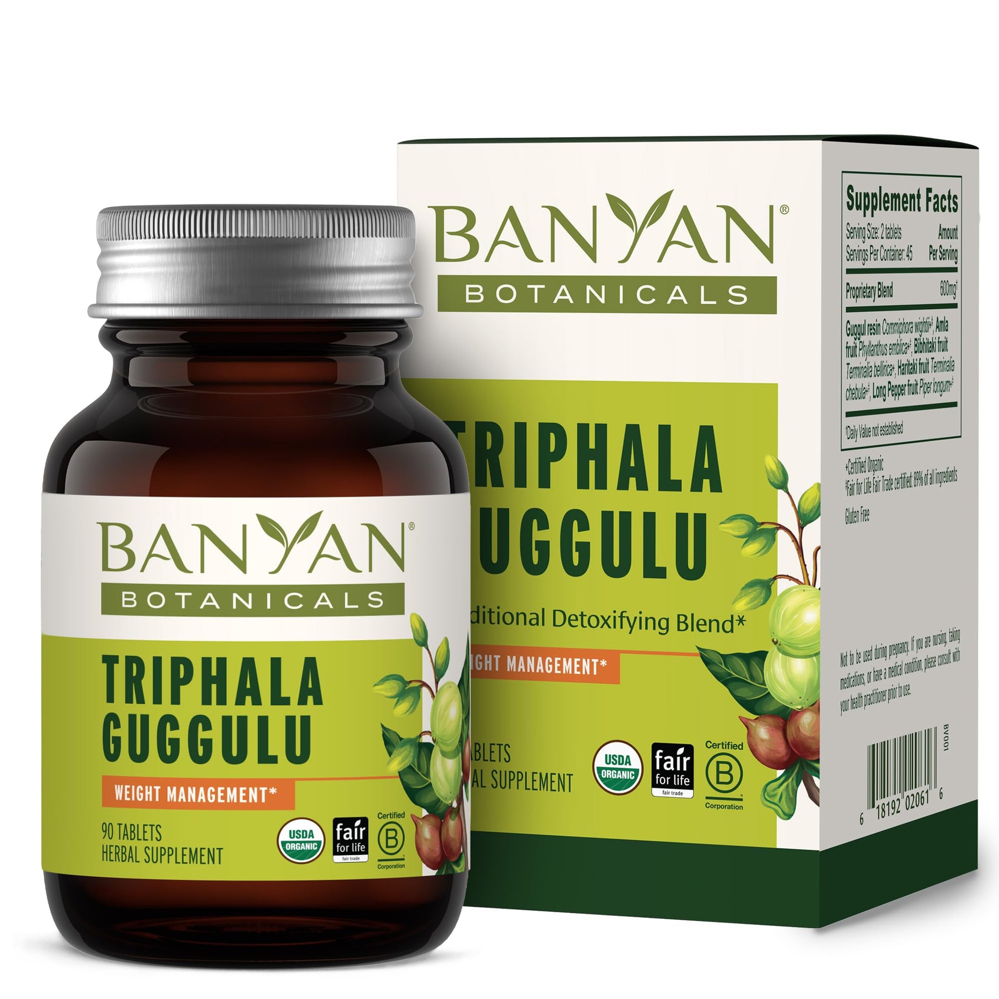 Banyan Botanicals Organic Triphala Guggulu Tablets, 90 Count