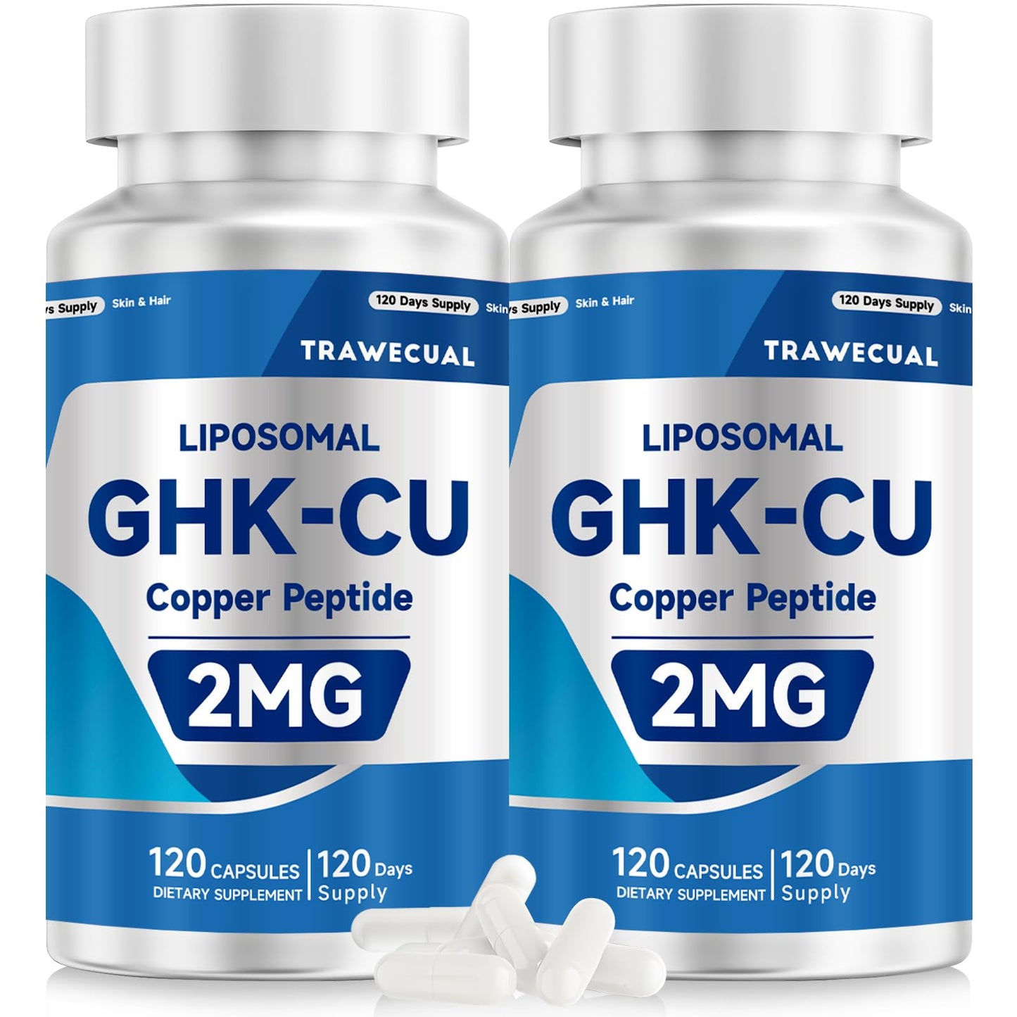 Trawecual GHK-Cu Peptide with Liposomal Delivery for Hair & Skin Support 2mg GHK-Cu Capsules, 240 Count