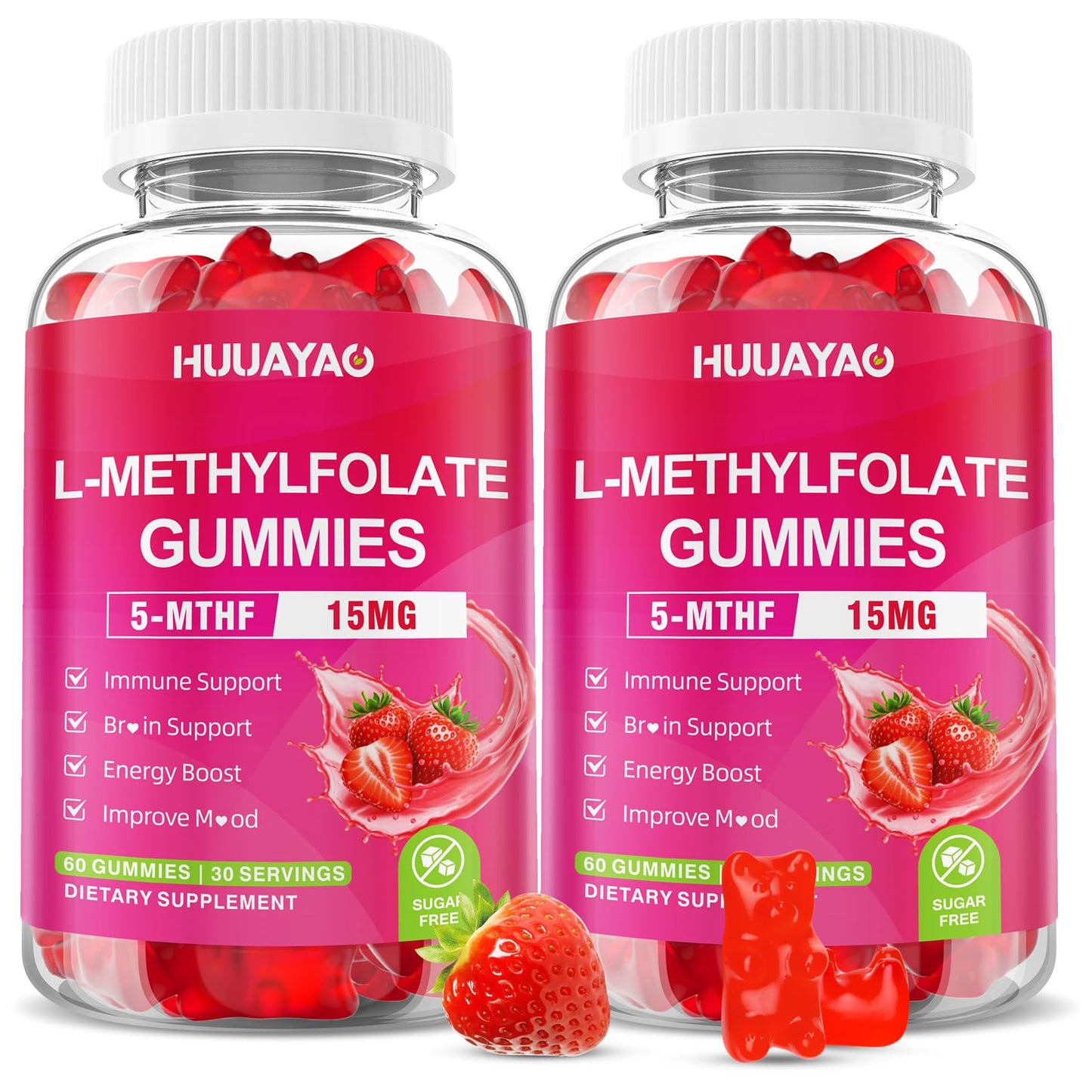 HUUAYAO L-Methylfolate 15 mg Gummies 120 Count