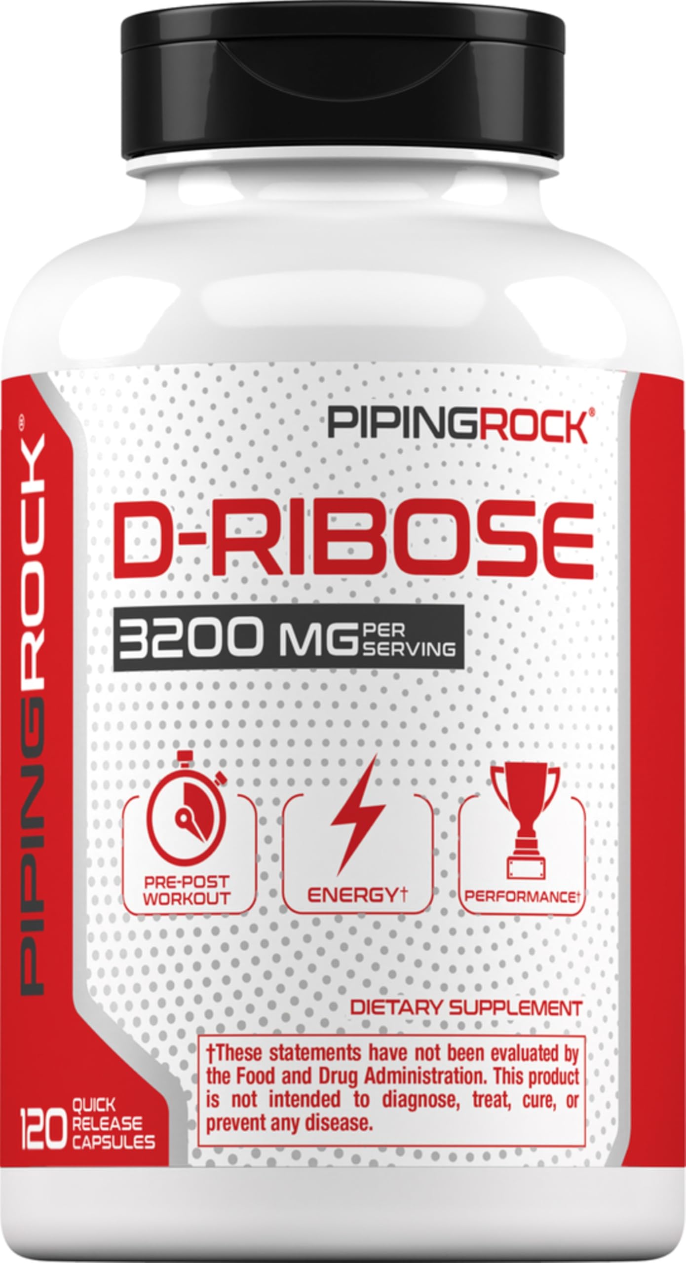 Piping Rock D-Ribose Capsules 3200mg, 120 Capsules