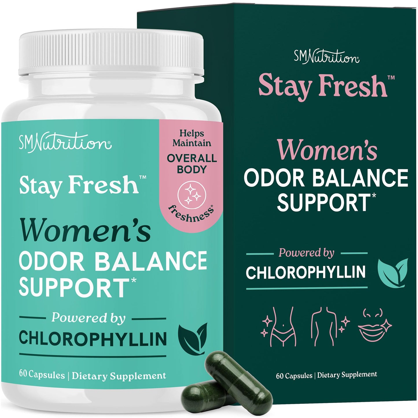 SMNutrition Stay Fresh Chlorophyll Capsules for Women, 60 Capsules