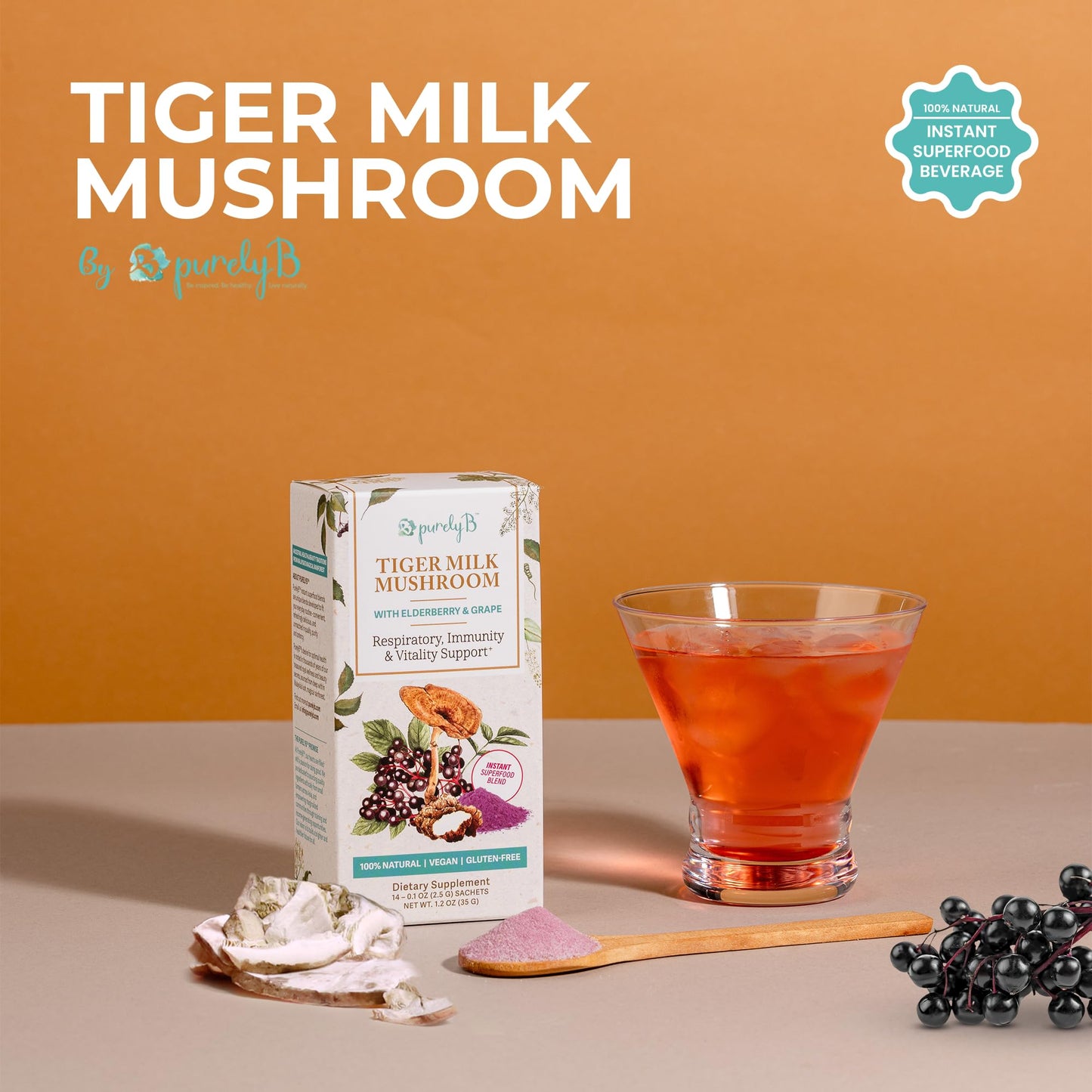 PurelyB Tiger Milk Mushroom Powder 1.2 oz